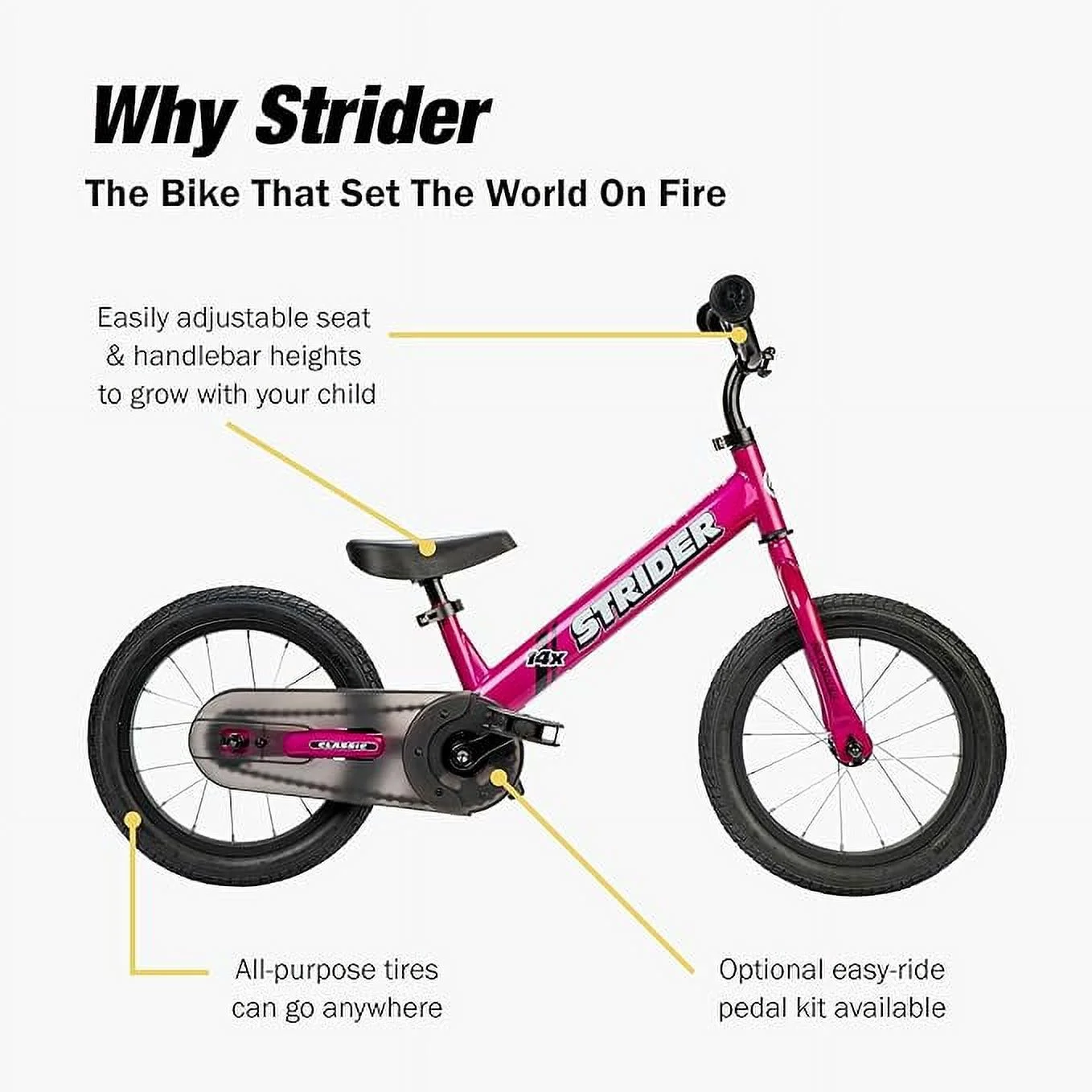 Strider - 14x Sport Balance Bike, Ages 3-7 Years, Pedal Conversion Kit Sold Separately - Awesome Blue - Womvr