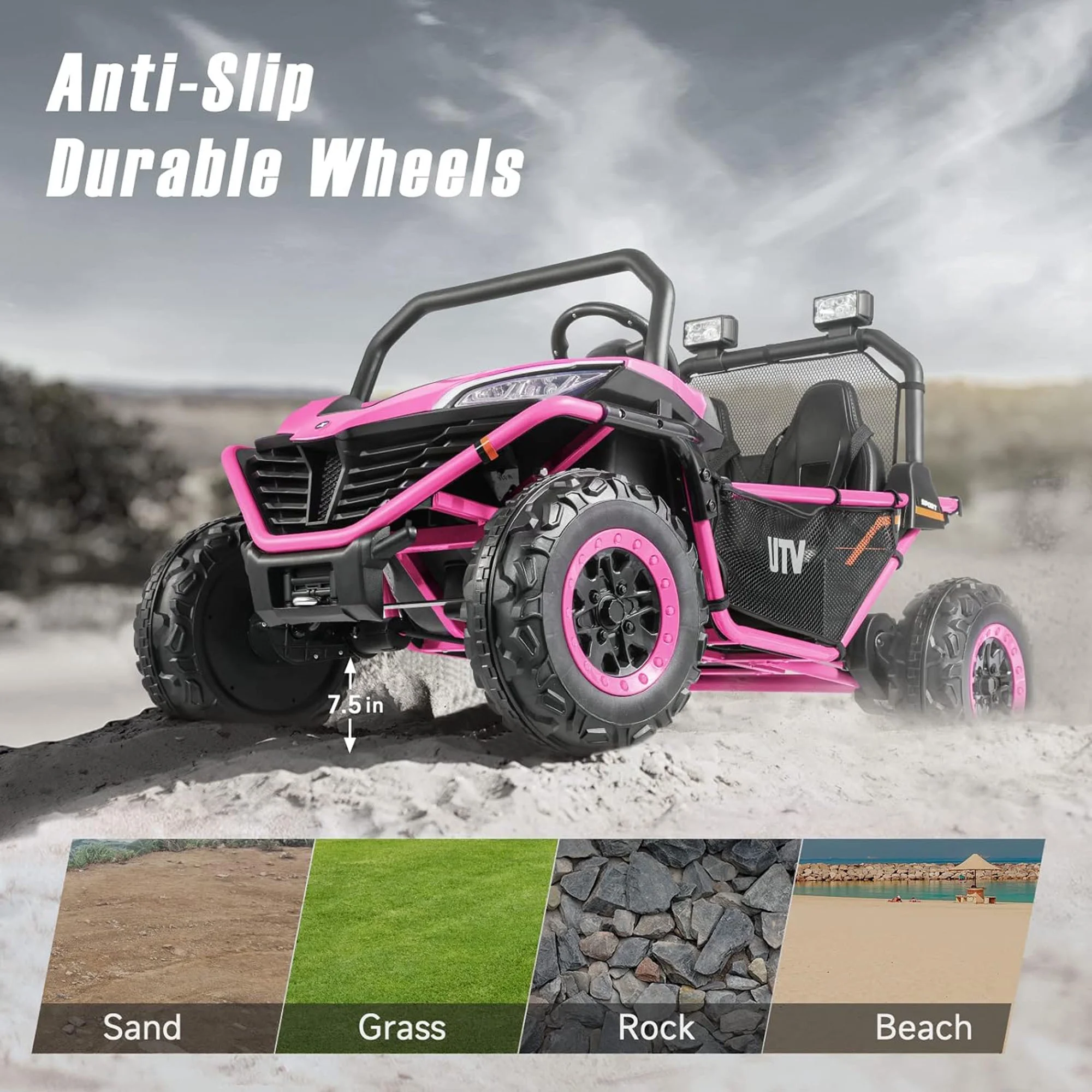 12 V Ride on Car,2 Seater Powered on Truck,4WD Electric Off-Road,Remote Control,Spring Suspension Ride on UTV for 3-8 Kids,Blue - Womvr