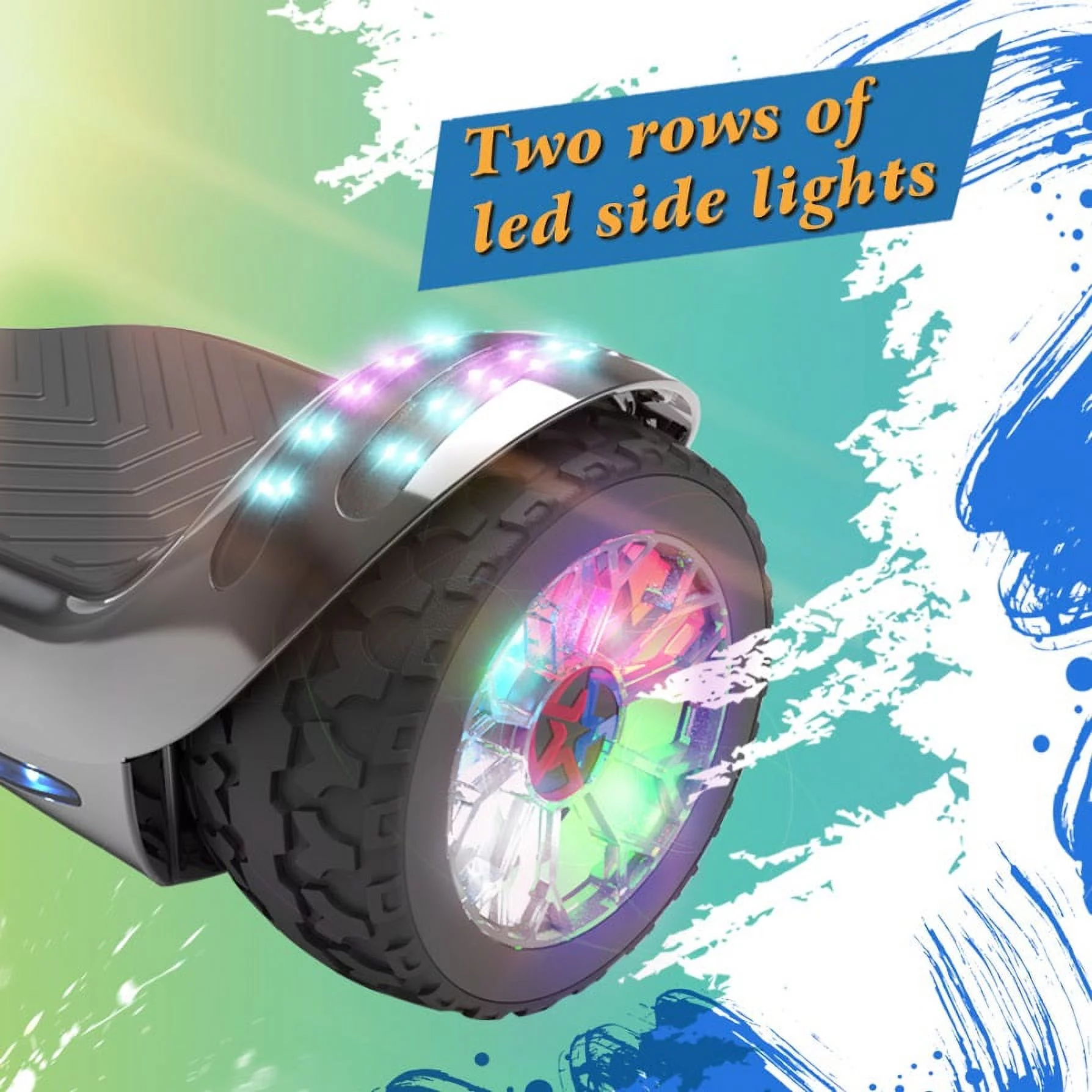 Hoverstar ul2272 Hoverboard All-Terrain LED Flash Wide All Terrian Wheel, Blue - Womvr