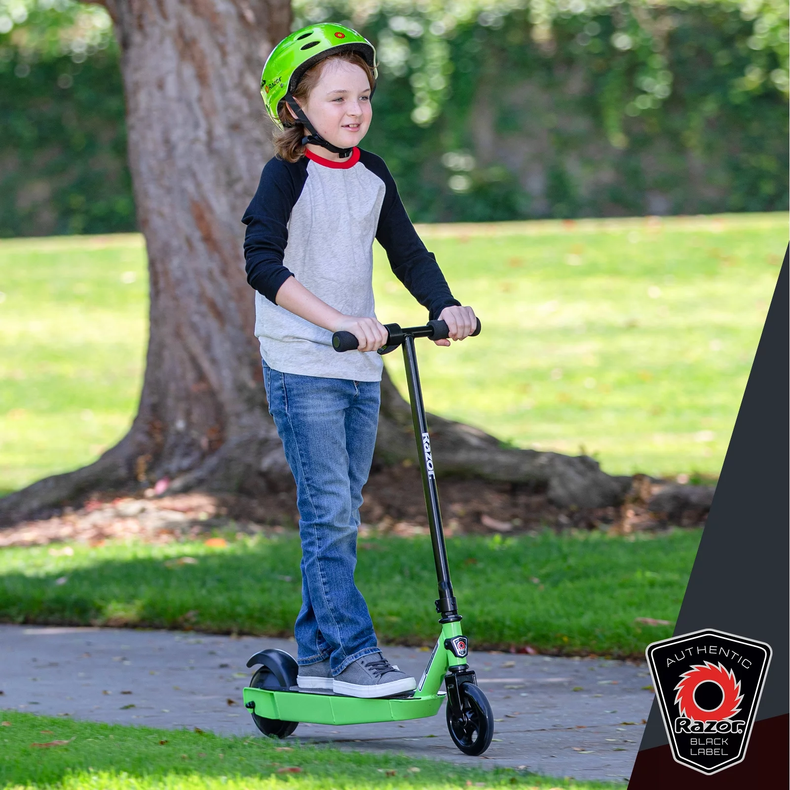 Razor Black Label E90 Electric Scooter - Green, for Kids Ages 8+ and up to 120 lbs, up to 10 mph - Womvr