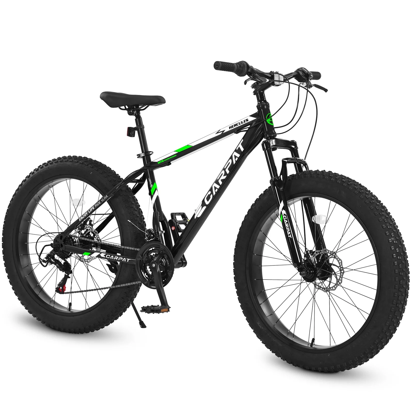 CIYOYO 24 inch Fat Tire Mountain Bike, Shimano 7 Speeds Bike for Adult, Dual Disc Brake,Orange - Womvr