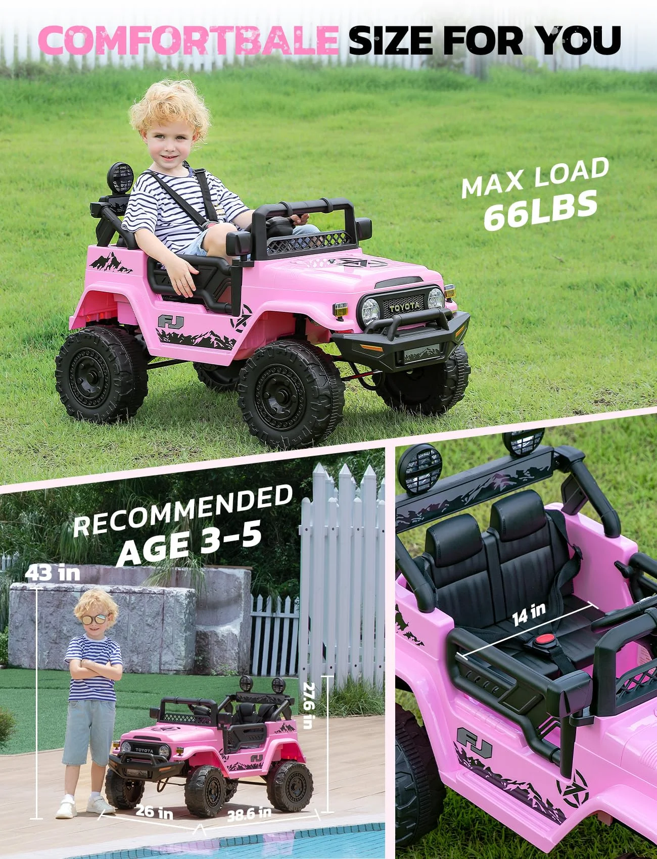 Toyota FJ Cruiser Ride on Car, 12V Powered Off-Road Toys for Kids w/ Remote,Spring Suspension,6 LED Lights,Camo Green - Womvr