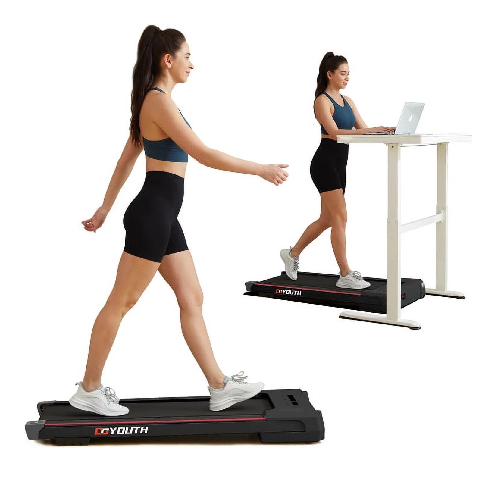 GOYOUTH Under Desk Treadmill with Remote Control, Bluetooth Speaker & LED Display Perfect for Home Gym or Office - Womvr