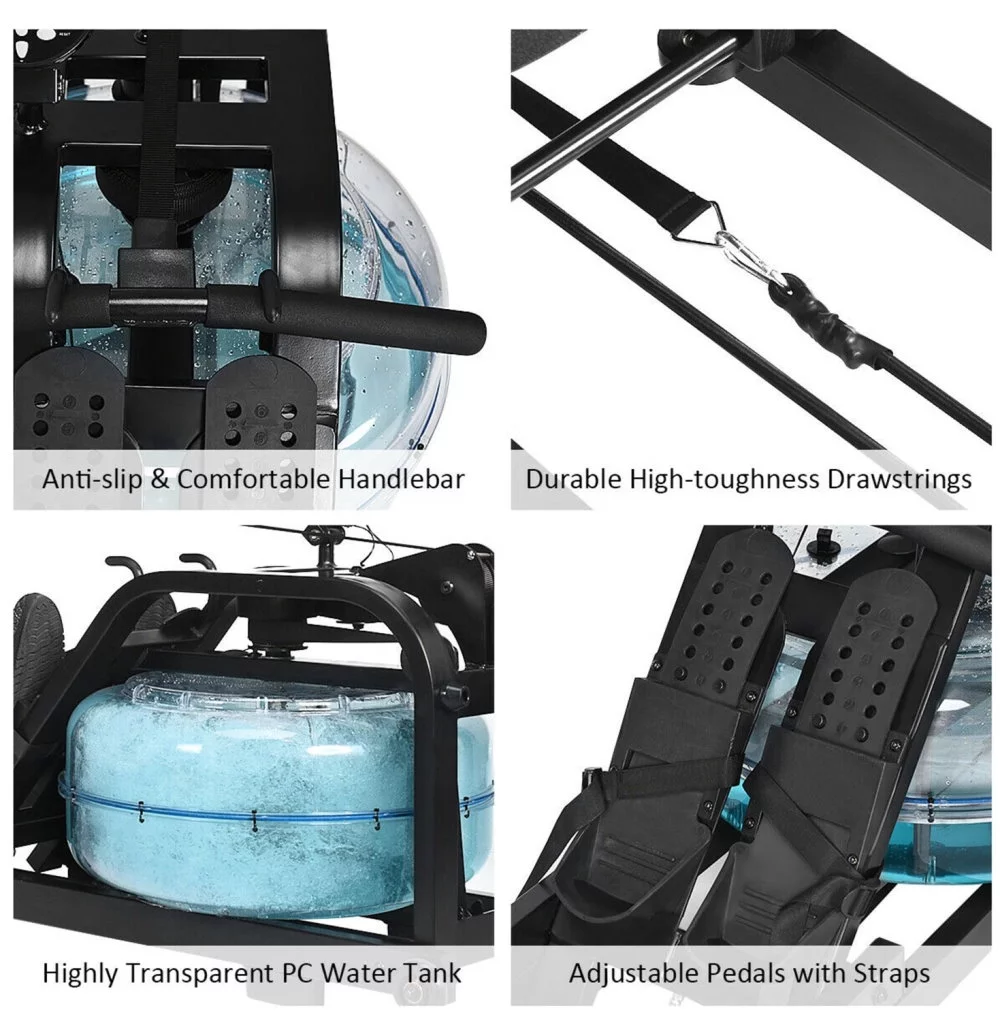 FITPHER Water Resistance Rowing Machine Resistance Metal Dual-Track Healthy Indoor Gym Equipment for Fitness (Irony) - Womvr