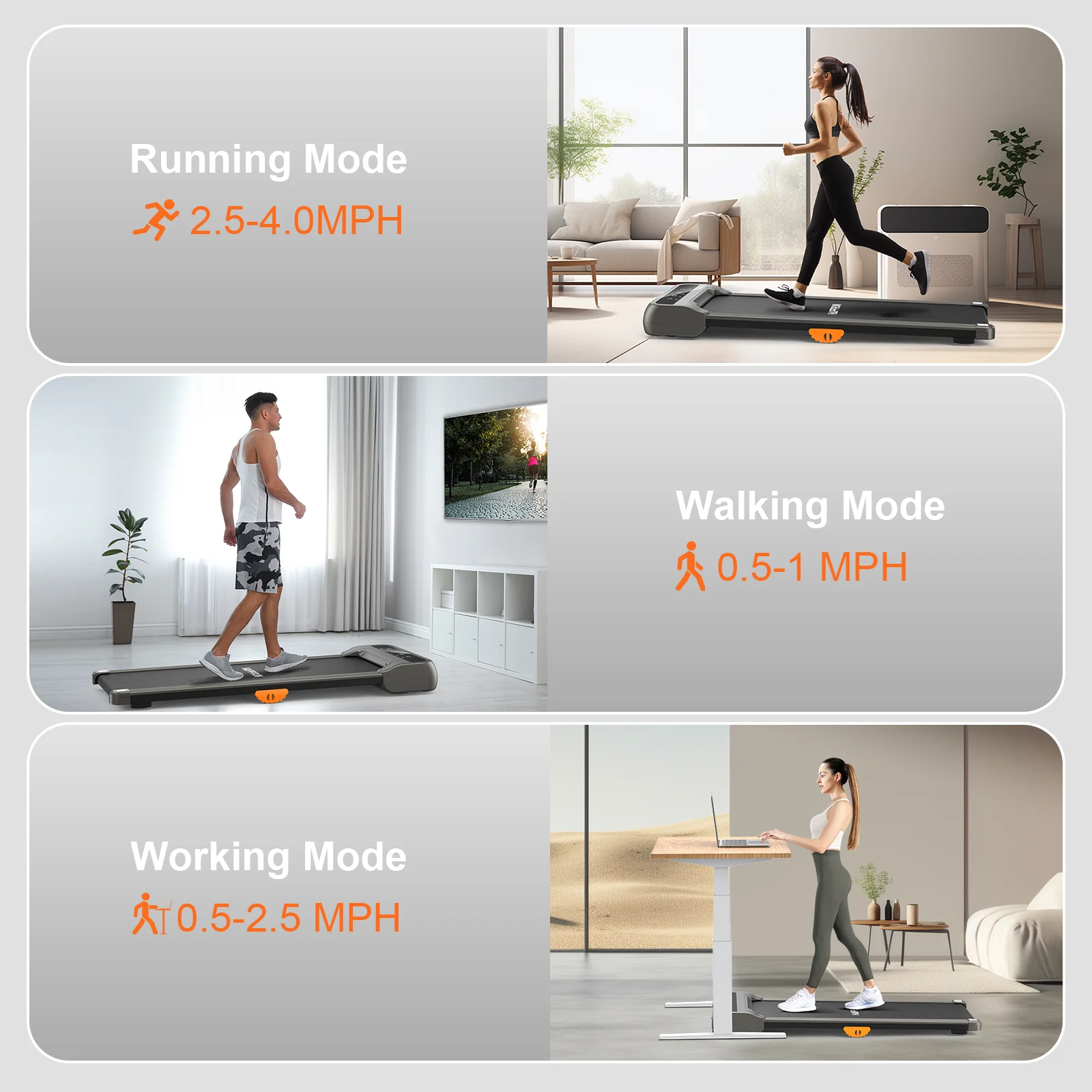 HAPPRUN Walking Pad 300lb, 40*16 Walking Area 2.5HP Under Desk Treadmill for Home Office with Remote Control - Womvr