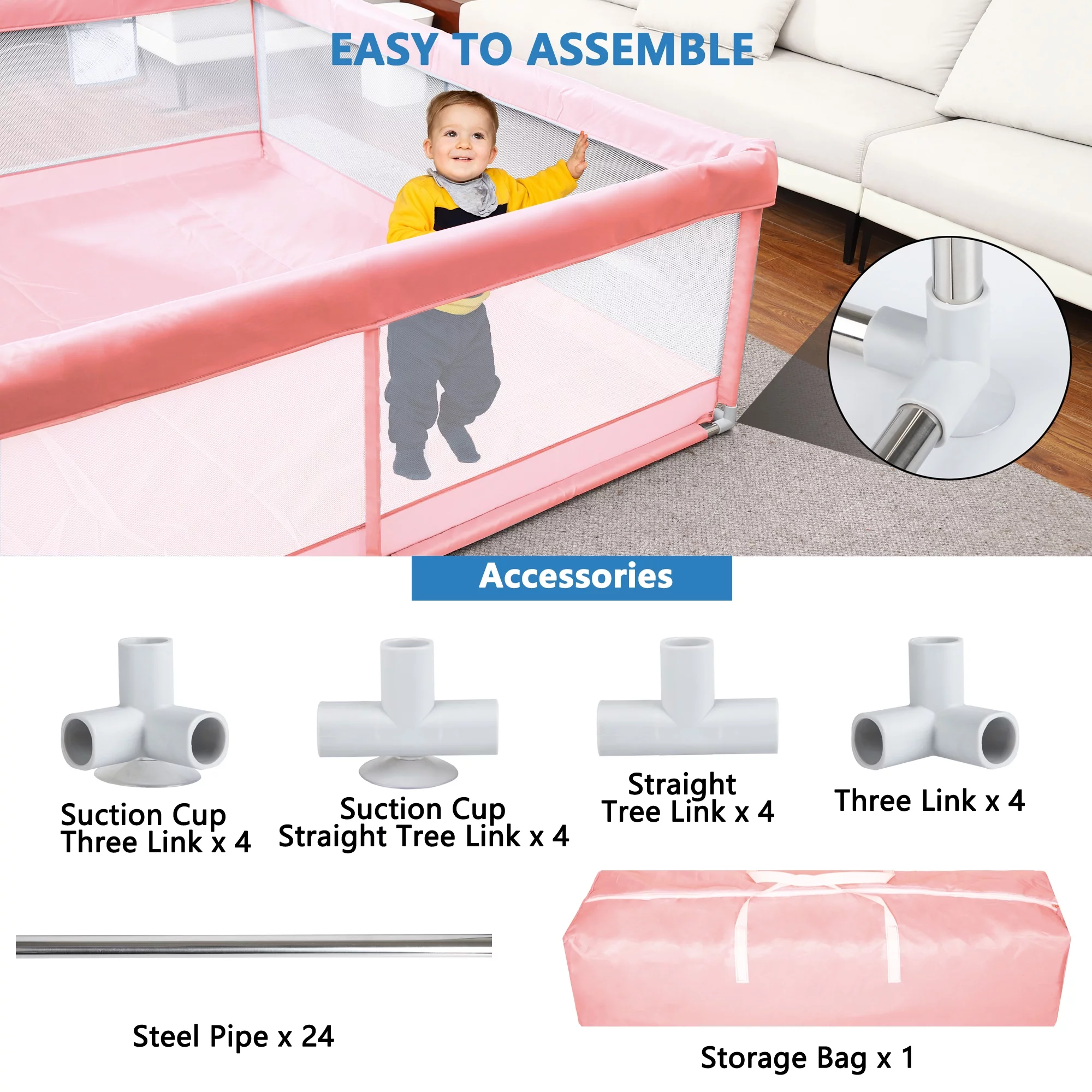 TEAYINGDE Baby Playpen Large Play Yard Fence for Toddlers,47