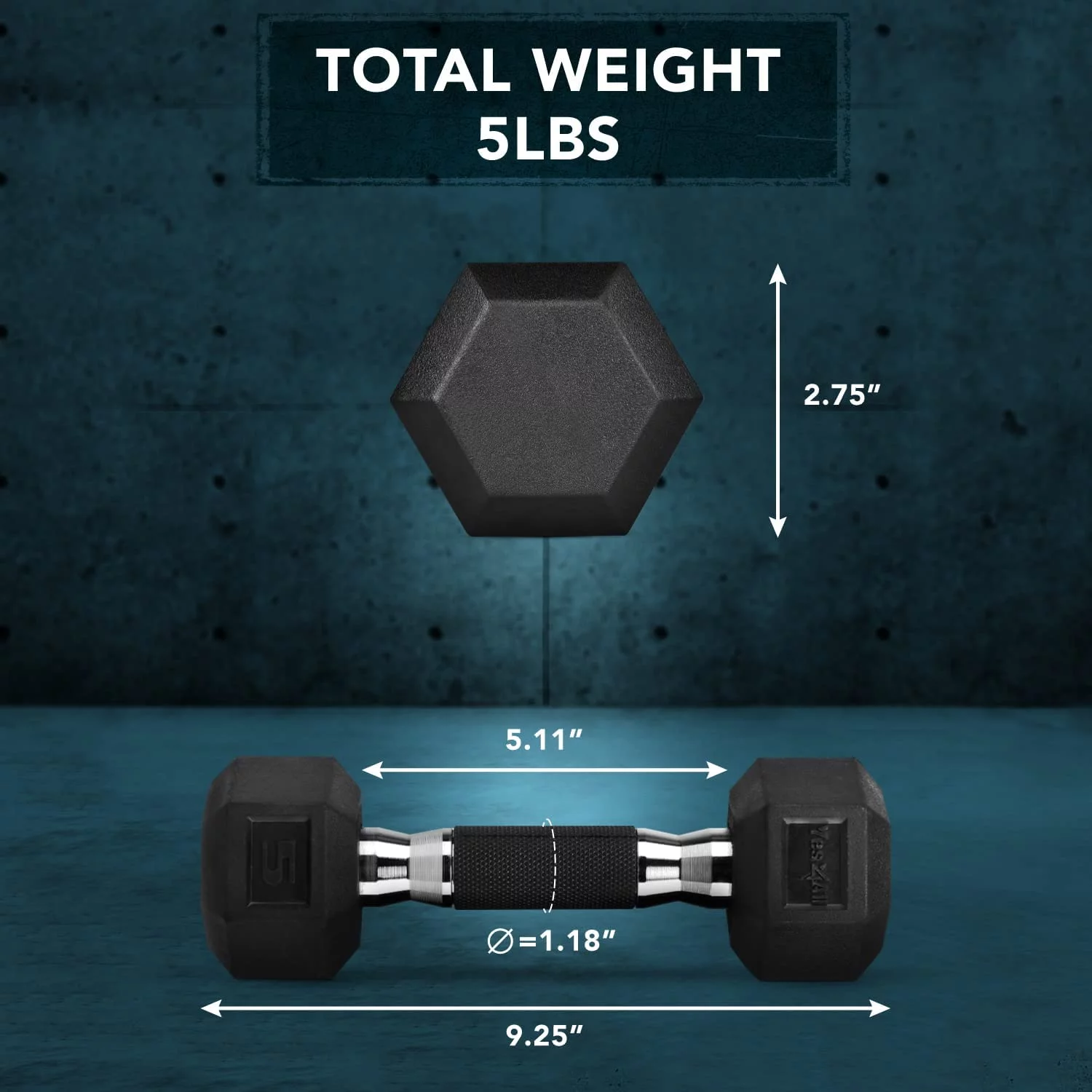 Yes4All 50 lbs Hex Rubber Grip Dumbbell Weight Set, Single - Womvr