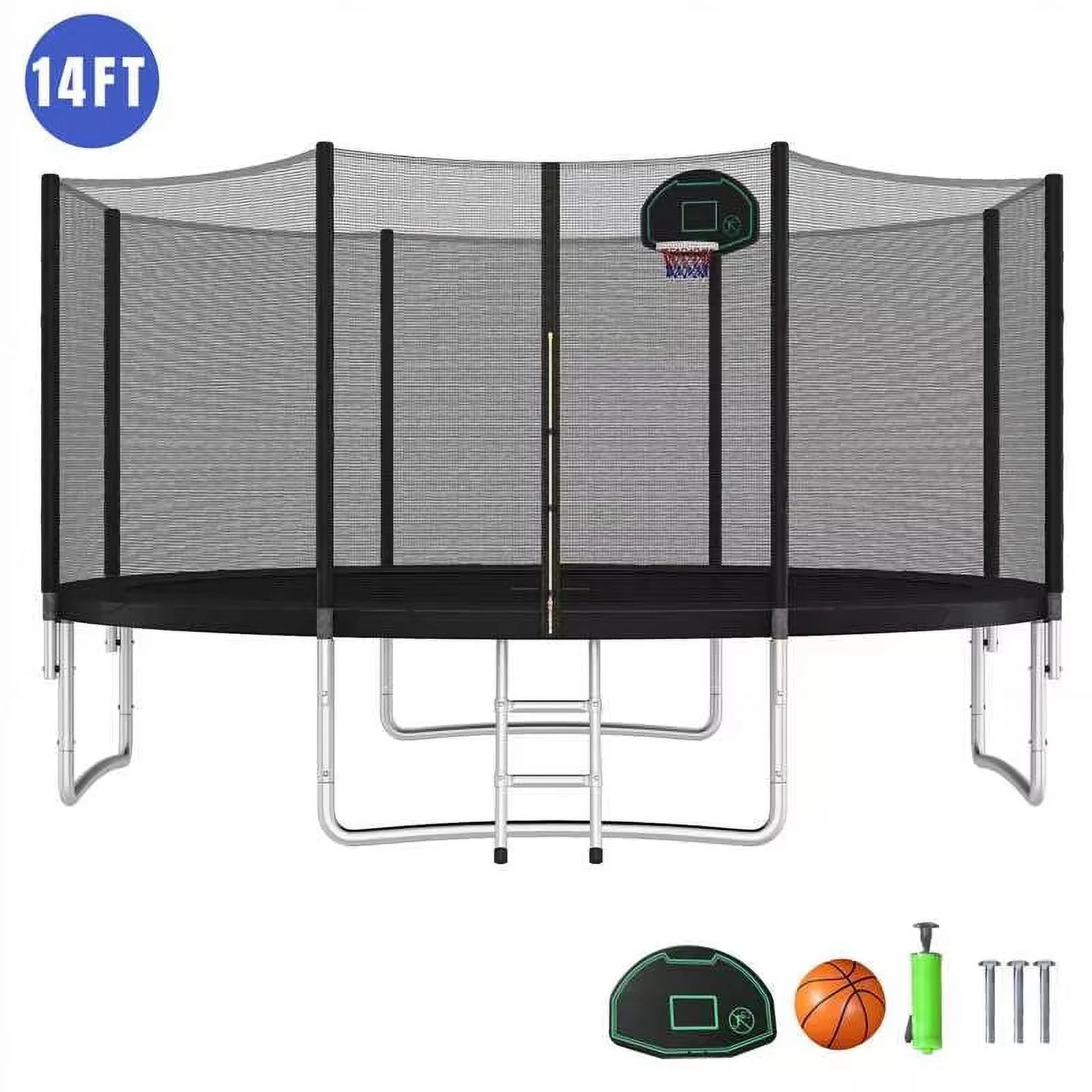 EUROCO 1500LB 16FT Trampoline for Adults and Kids,  Trampoline with Enclosure ,Ladder,Basketball Hoop,Heavy Duty Recreational Trampoline Capacity for 9-10 Kids - Womvr