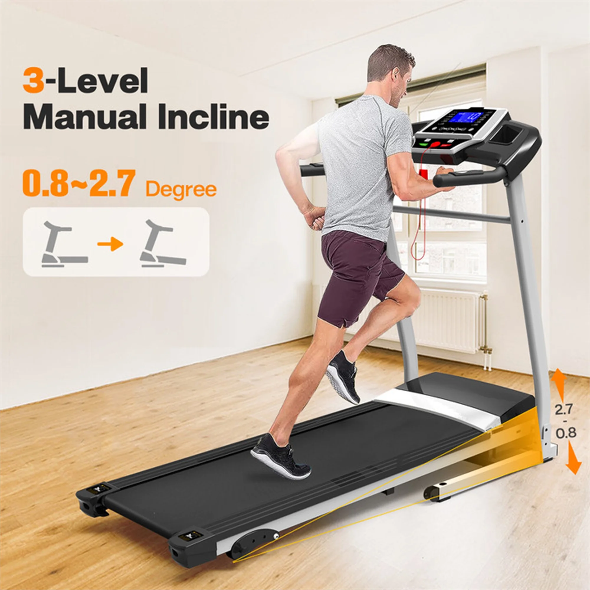 Aukfa Folding Treadmill with Incline, 265 lbs Capacity, 7.5 mph Max Speed for Home Gym Workout - Womvr