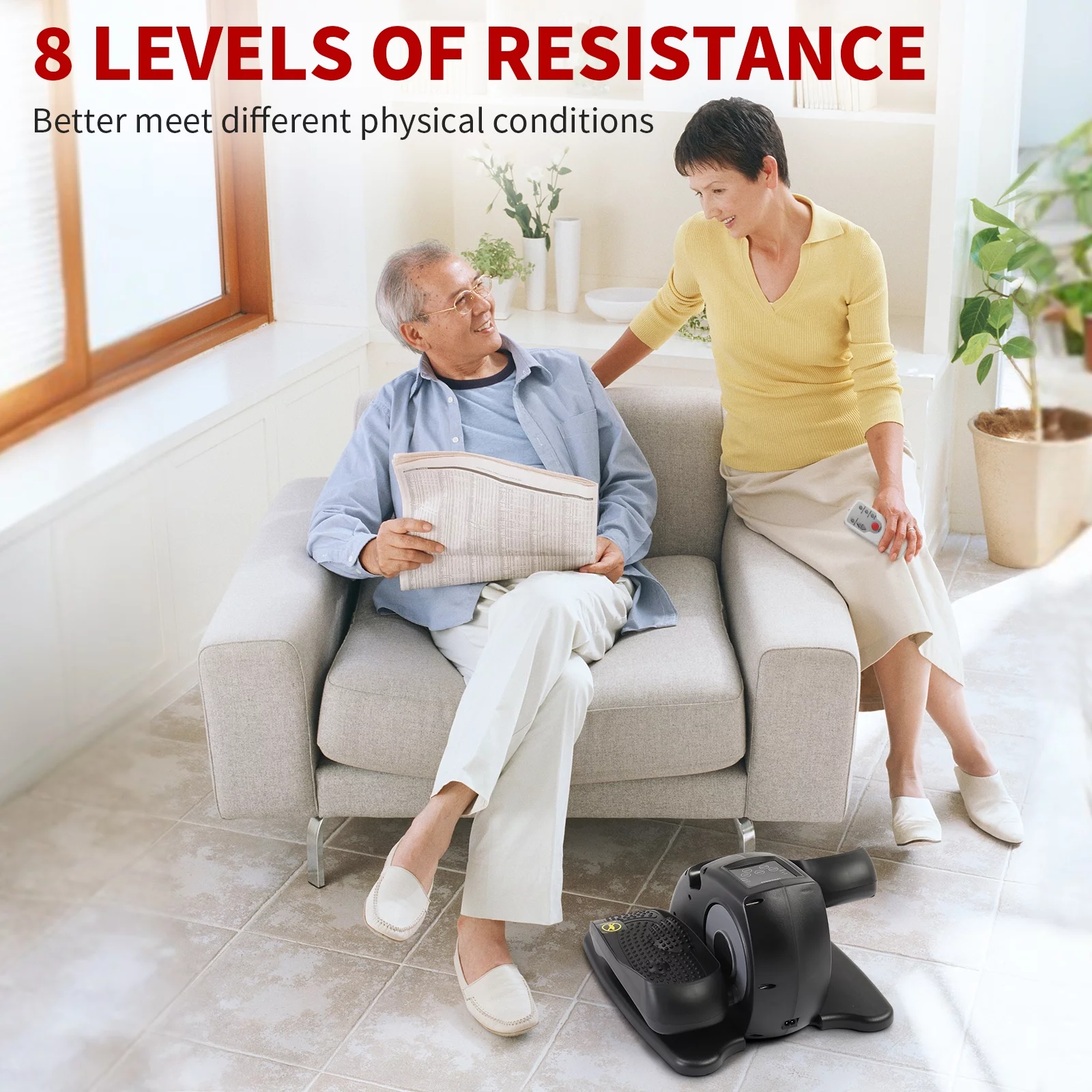 Zimtown Under Desk Electric Elliptical Bike, Pedal Exerciser, Mini Electric Elliptical Machine, Black/Red - Womvr