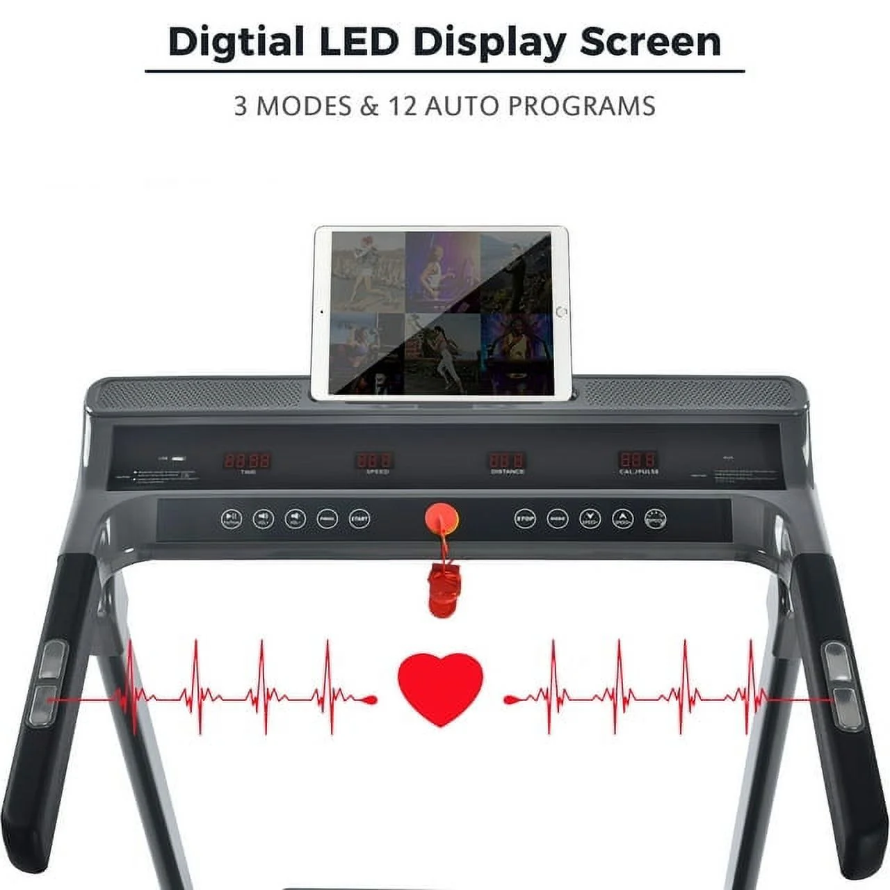 3.5HP Folding Incline Treadmill With 330lb Capacity  47.24” x 18.11” Large Running Belt Fitshow APP and Bluetooth Music For Home Office Gym,Black - Womvr