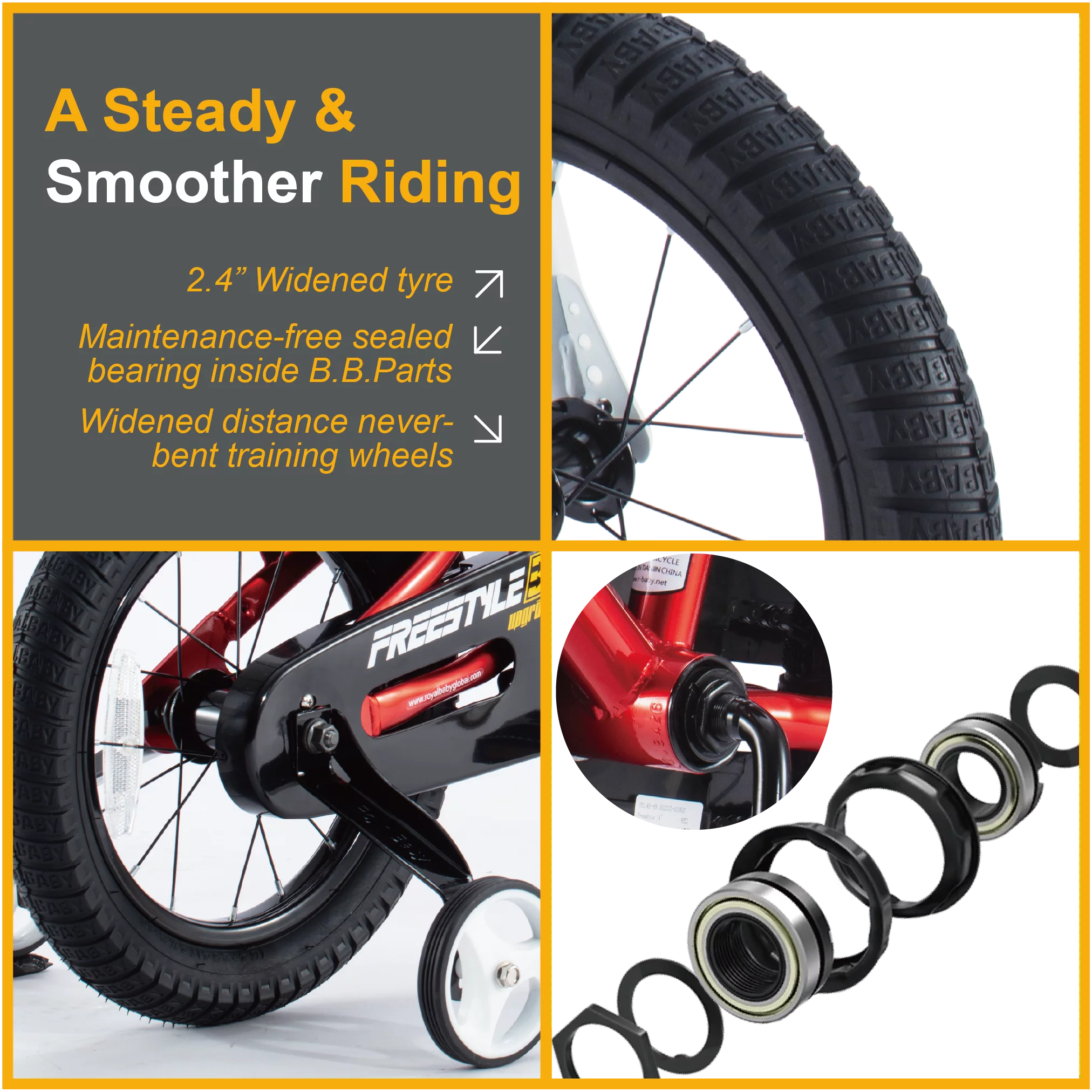 Royalbaby Freestyle Kids Bike 12 14 16 18 20 Inch Bicycle for Boys Girls Ages 3-12 Years, Multiple Color Options - Womvr