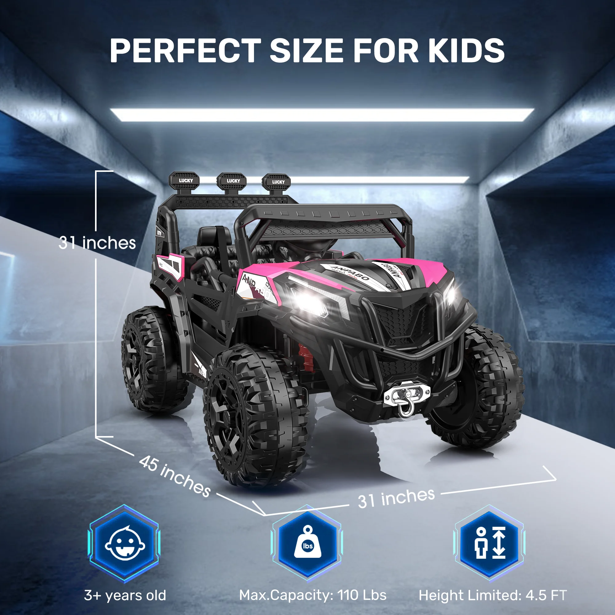 TOKTOO 24V Ride on Car, 4WD Powered Ride on UTV with Remote Control & Trunk Storage Space,  1 Seater Kid Car for Boys Girls -Blue - Womvr