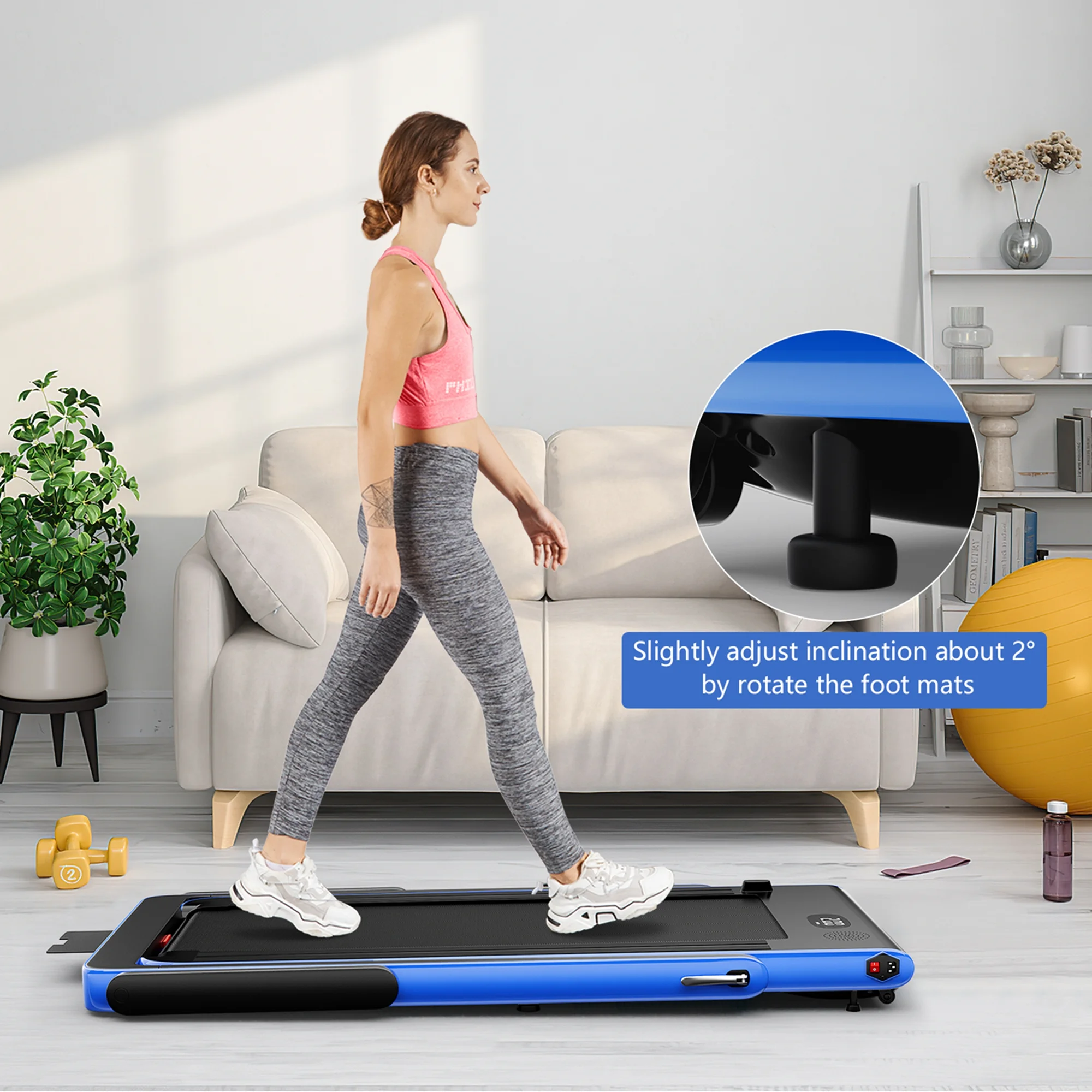 SuperFit Up To 7.5MPH 2.25HP 2 in 1 Single Display Screen Folding Treadmill Remote Control W/ APP Control Speaker Black - Womvr