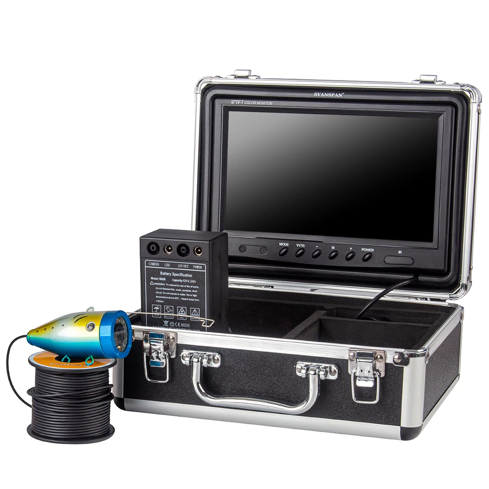 SYANSPAN 9 Inch 1200TVL Underwater Fishing Camera Fish Finder 12 Infrared LED Lamps 15M/30M/50M for Ice Sea Fishing - Womvr