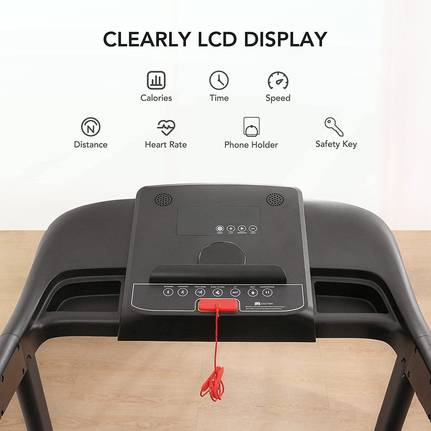 Treadmill Electric Voice Control Treadmill Running Machine Motorized with Bluetooth Connectivity 7.5 MPH for Home Use - Womvr