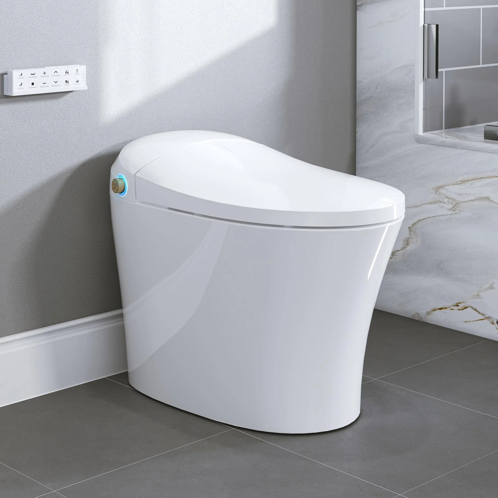 Horow Smart Toilet with Heated Seat, Automatic Power Flush Tankless,Ceramic One Piece Toilets for Bathroom - Womvr