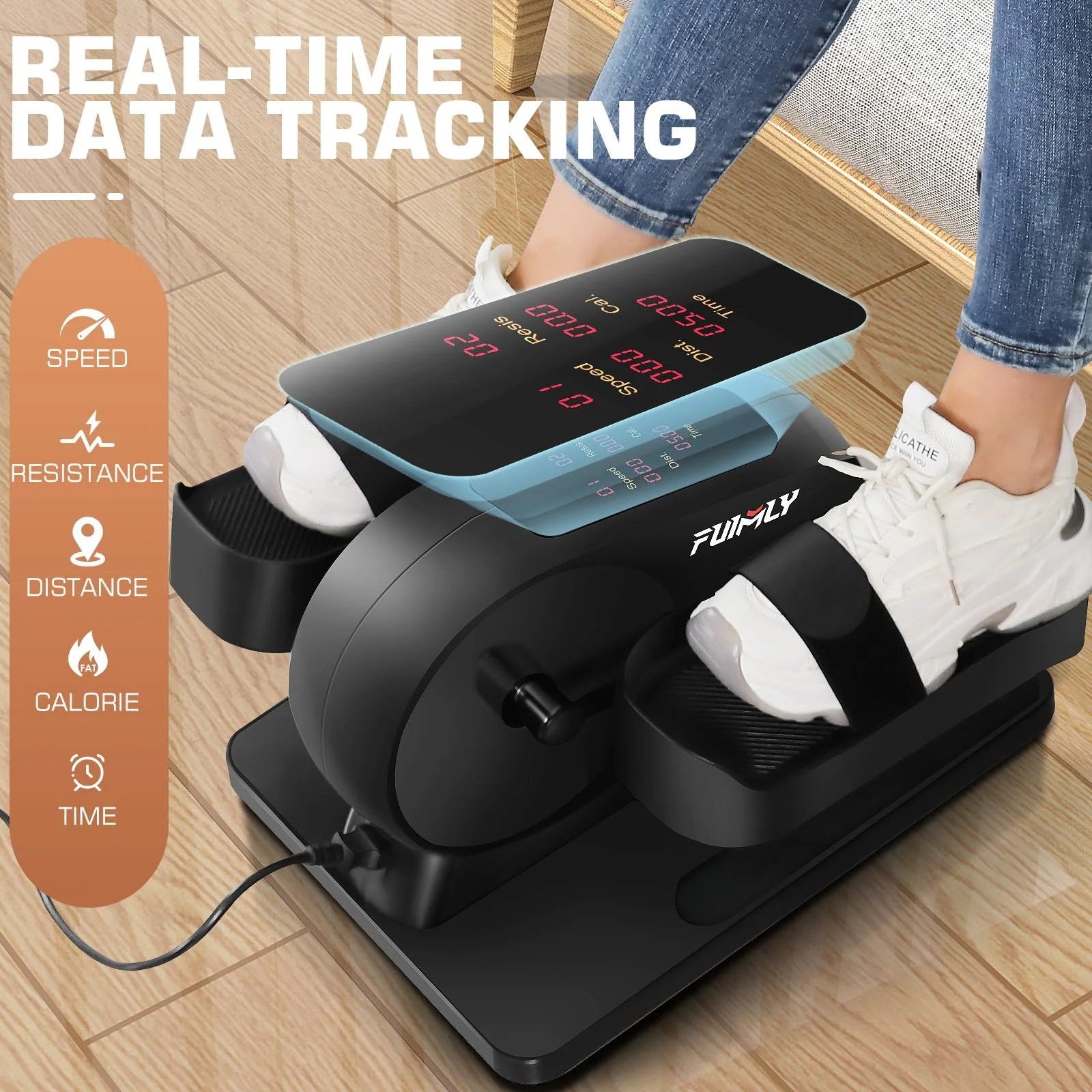 FUNMILY Under Desk Elliptical, 2 in 1 Seated Leg Exerciser for Seniors and Adults, Mini Elliptical with Display and Remote Control for Home Office Use - Womvr