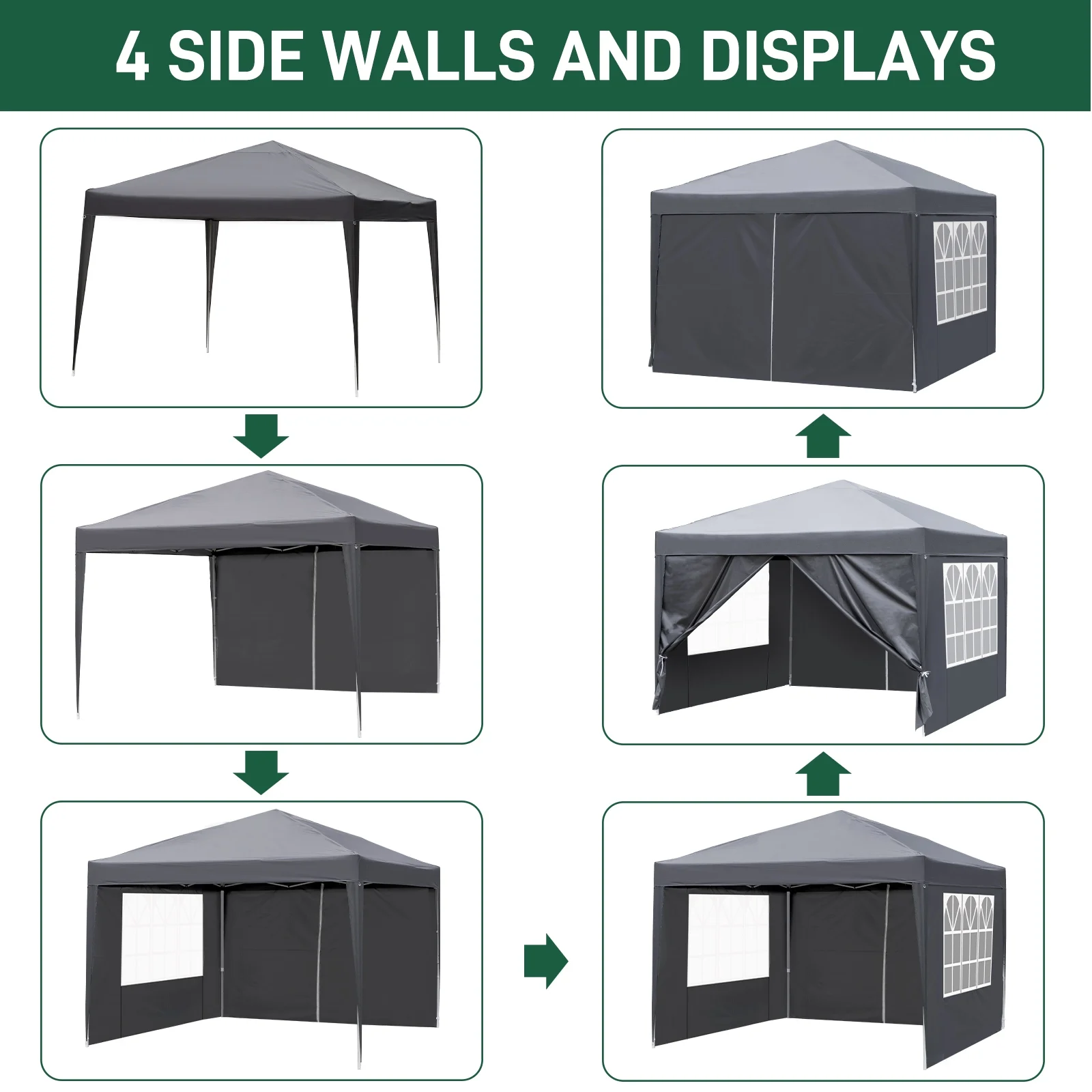 Zimtown 10ft x 10ft Base/8ft x 8ft Top Pop up Canopy Tent Instant Practical Waterproof Folding Tent with Carry Bag - Womvr