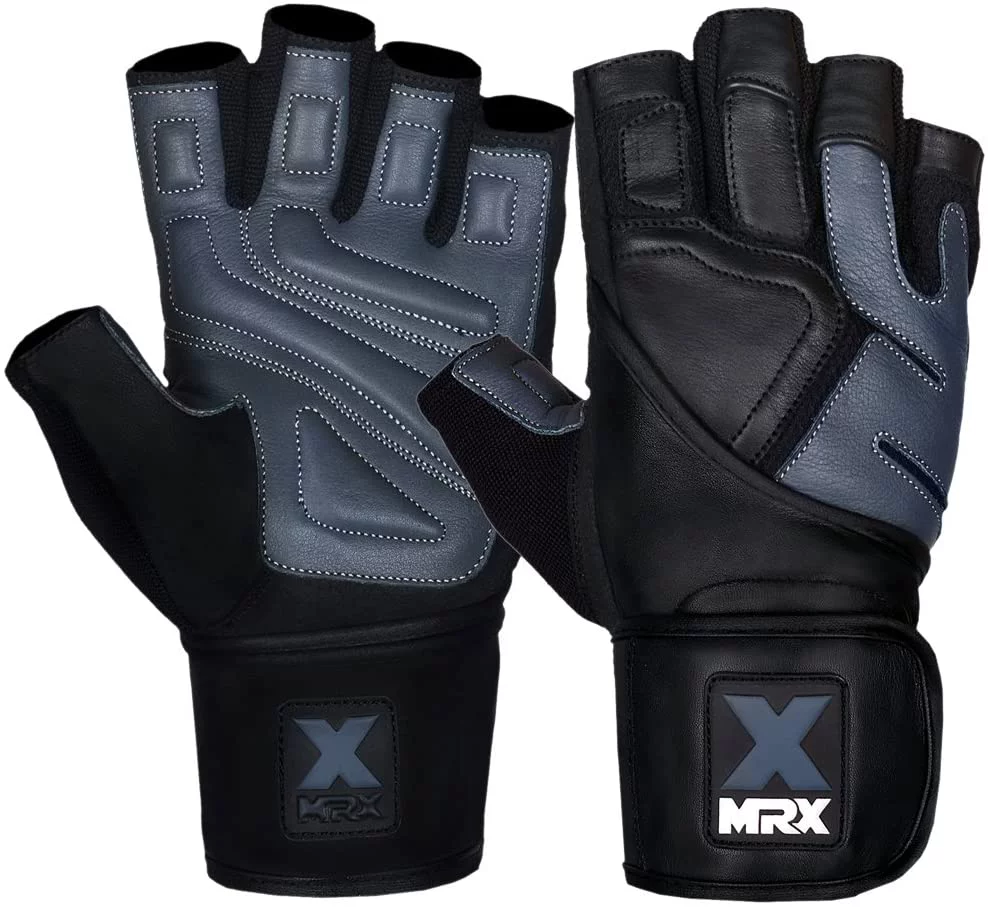 MRX Weight Lifting Gloves Gym Power Training Fitness Bodybuilding Glove Long Wrist Strap Black / Red M - Womvr