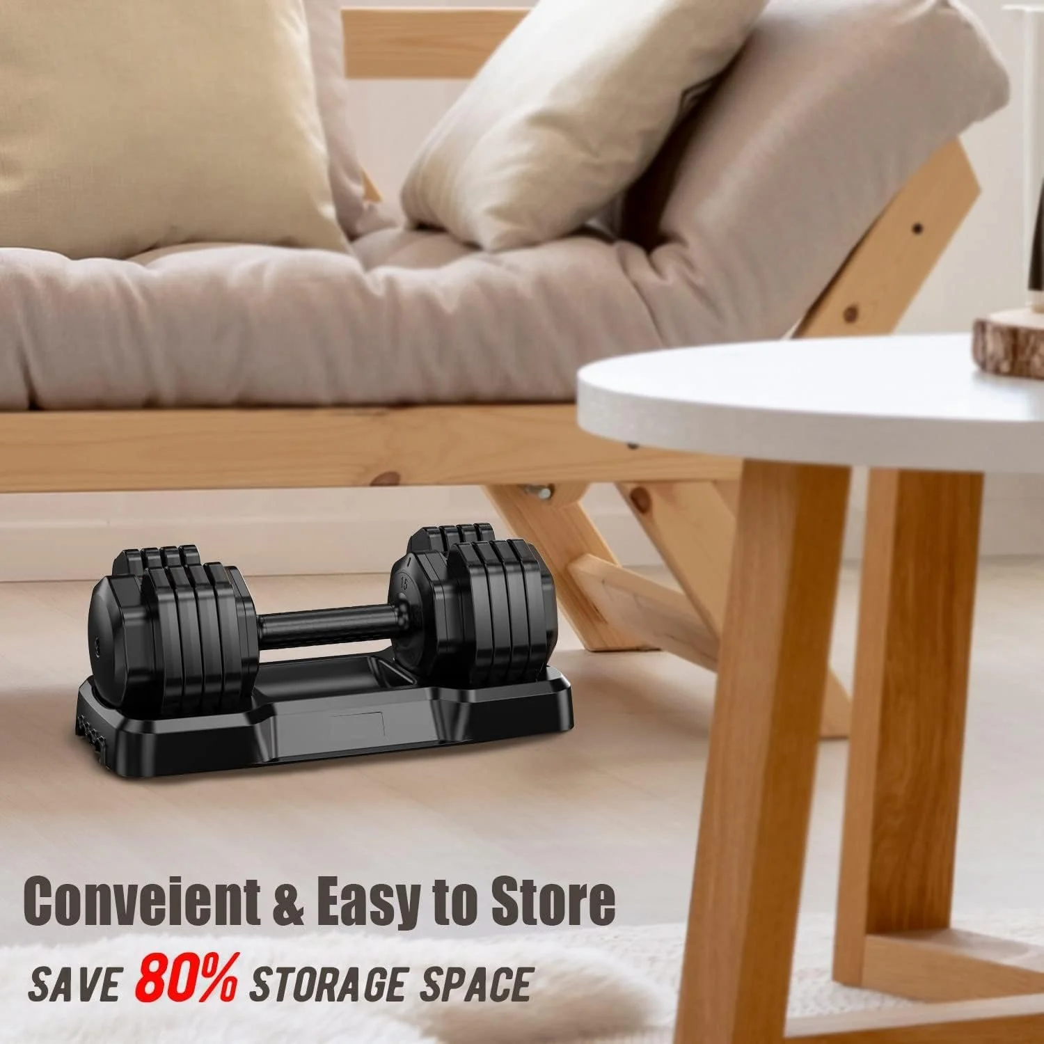 YSSOA Adjustable Dumbbell 55lb with Anti-Slip Metal Handle - Dumbbell for Full Body Workout Fitness with Tray - Womvr