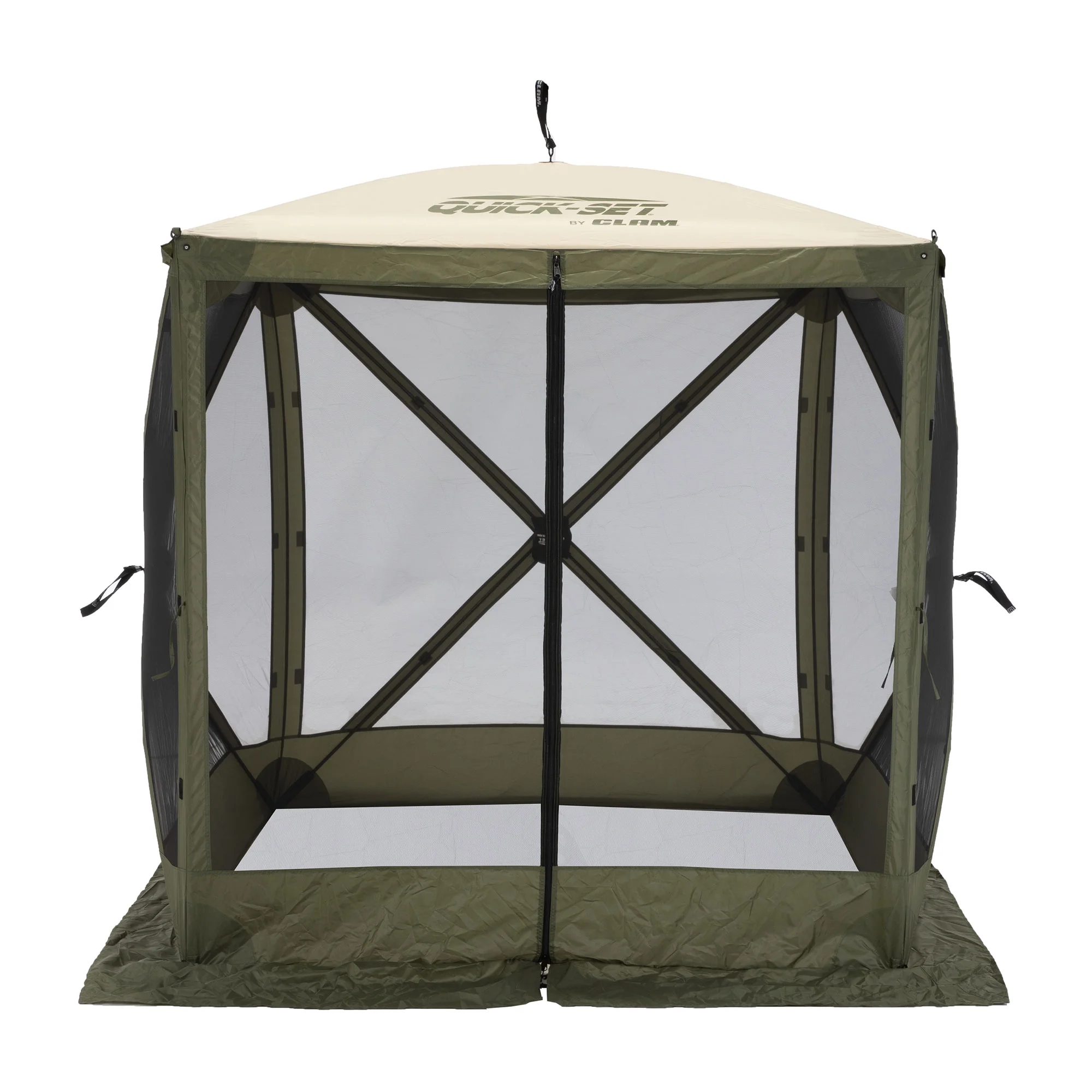 CLAM Quick-Set 9 x 9 Ft Venture Portable Outdoor Canopy Shelter, Green/Tan - Womvr