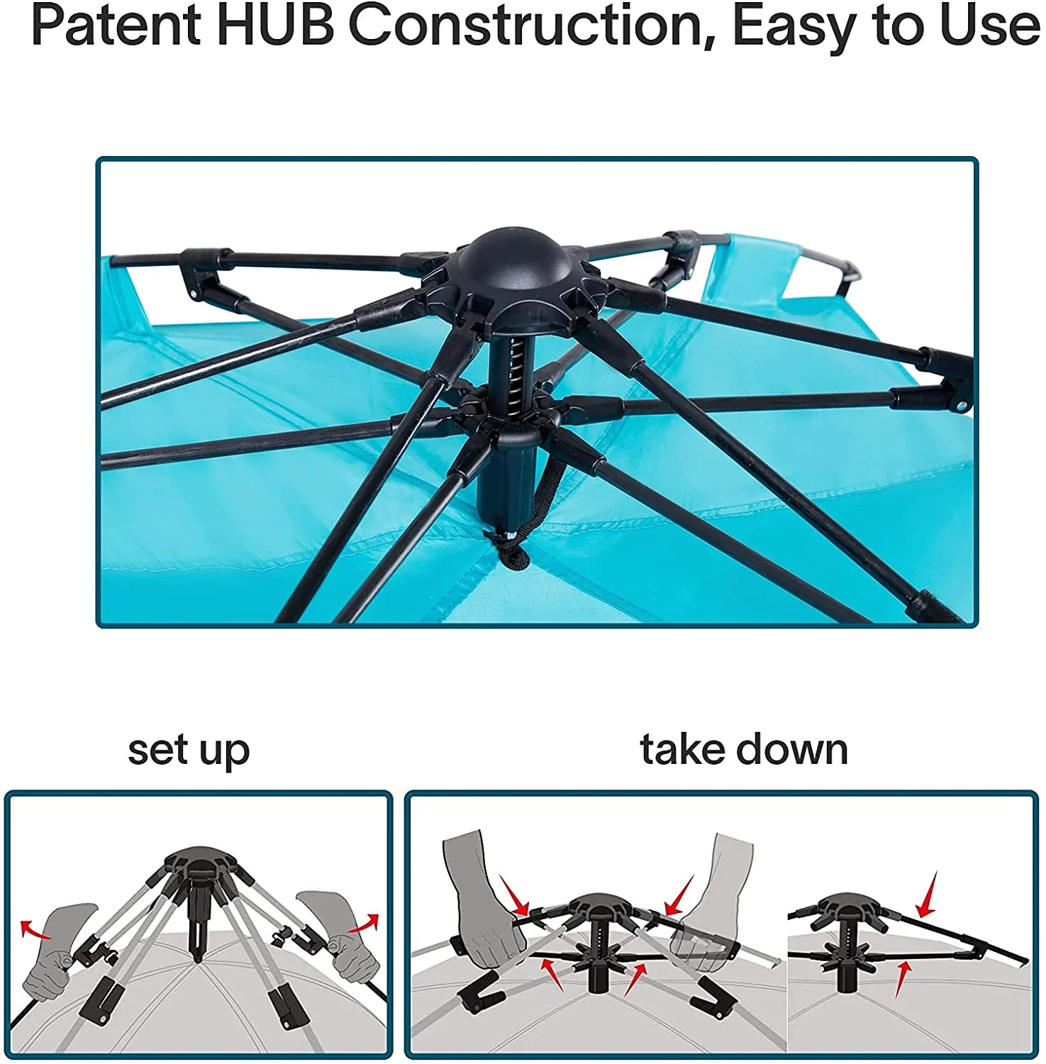 Beach Umbrella Tent Automatic Pop Up Sun Shelter UPF 50+ Cabana Camping Hiking Canopy by Alvantor - Womvr