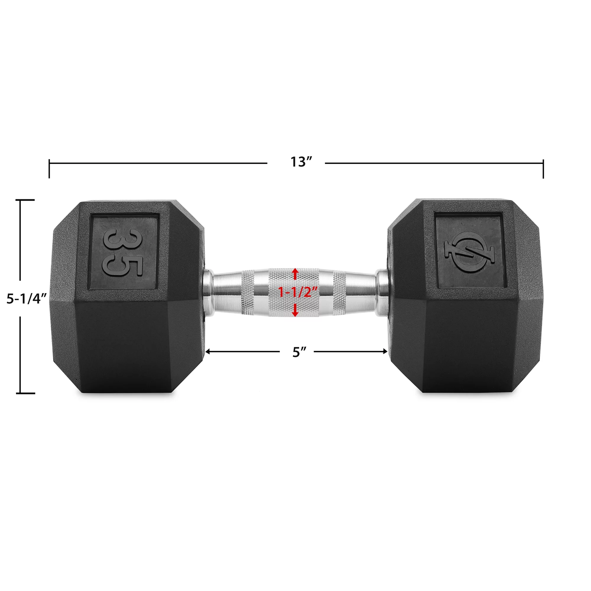 Philosophy Gym Rubber Coated Hex Dumbbell Hand Weight, 45 lbs - Womvr