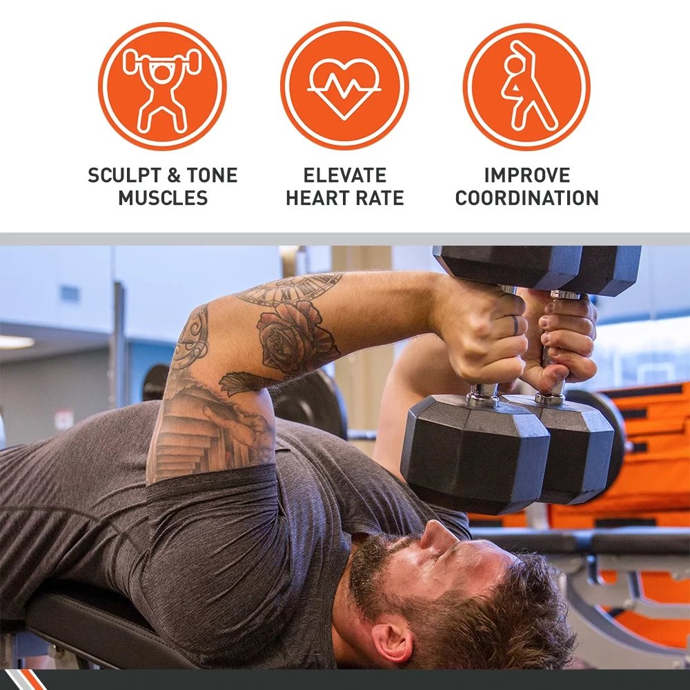 Body Sport Rubber Encased Hex Dumbbell - Set of Two - Black/Metal - 20 Pounds - Womvr