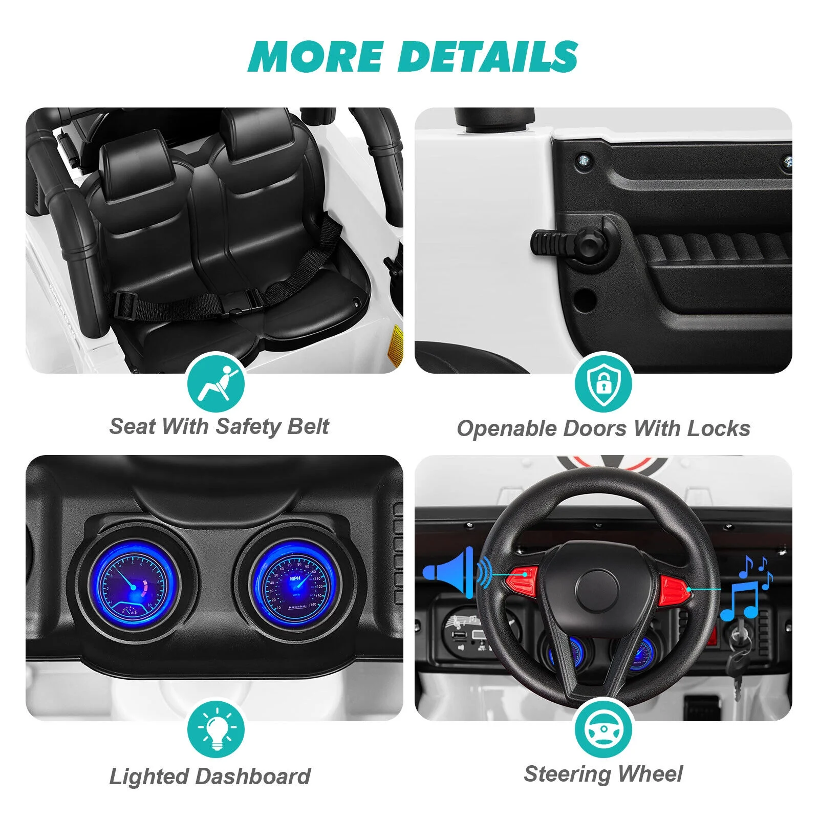 JOYLDIAS 12V Kids Ride on Truck Electric Car with DIY Stickers, Bluetooth, Remote Control, MP3 Player, LED Lights (Pink) - Womvr