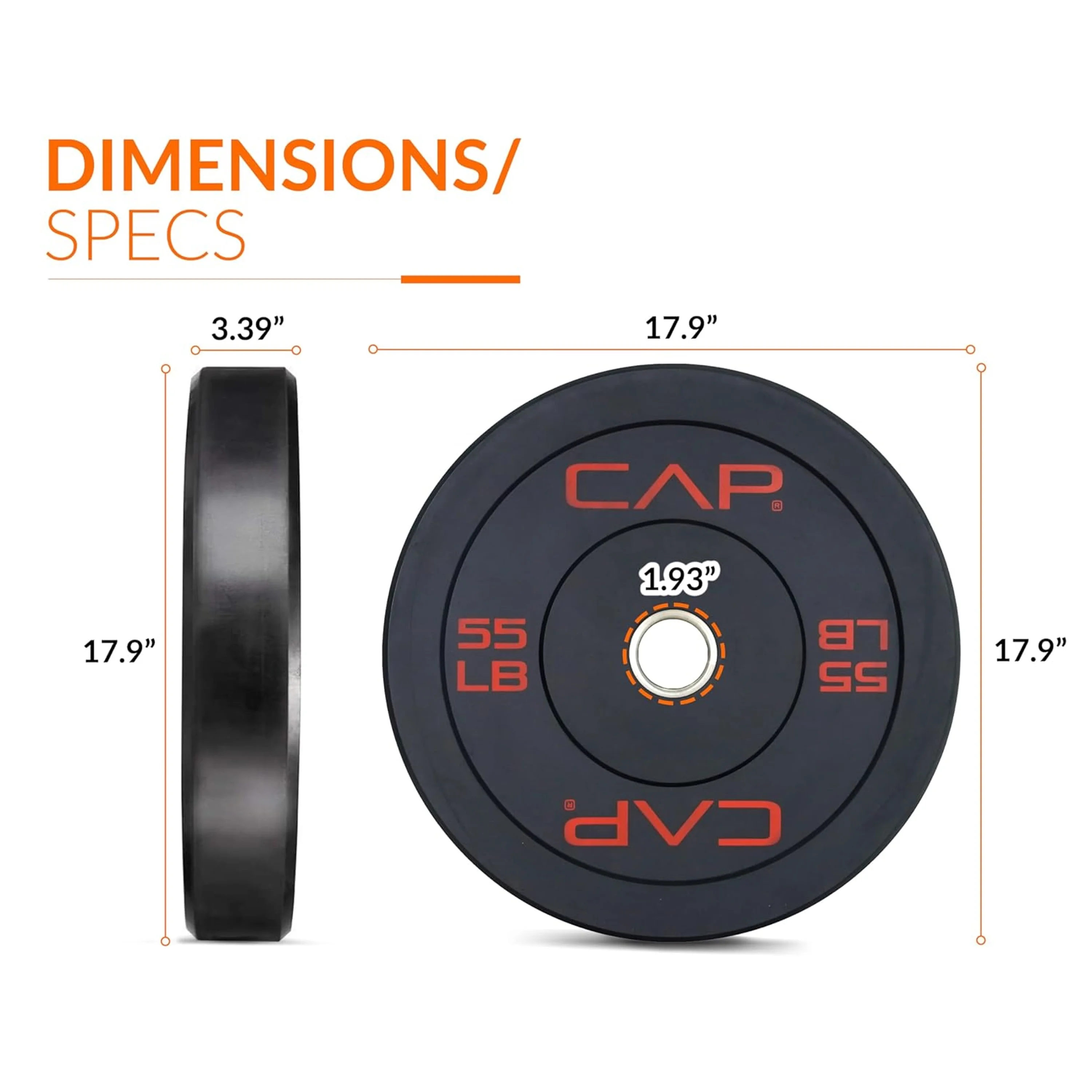 CAP Barbell Olympic Rubber Bumper Plates (Pairs/Singles by sizes) - Womvr