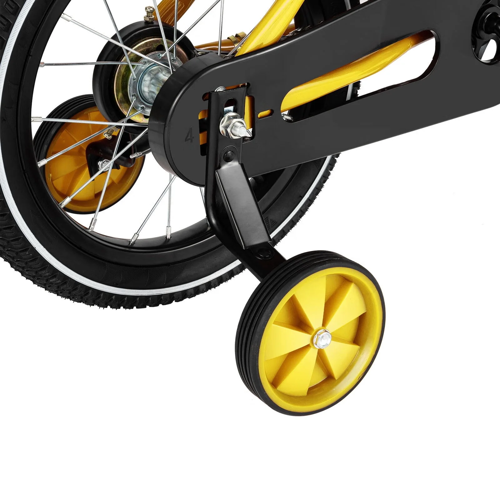 YIYIBYUS 14 Inch Kids Bike Boy Girl Safe Bicycle with Training Wheels and Adjustable Seat, White - Womvr