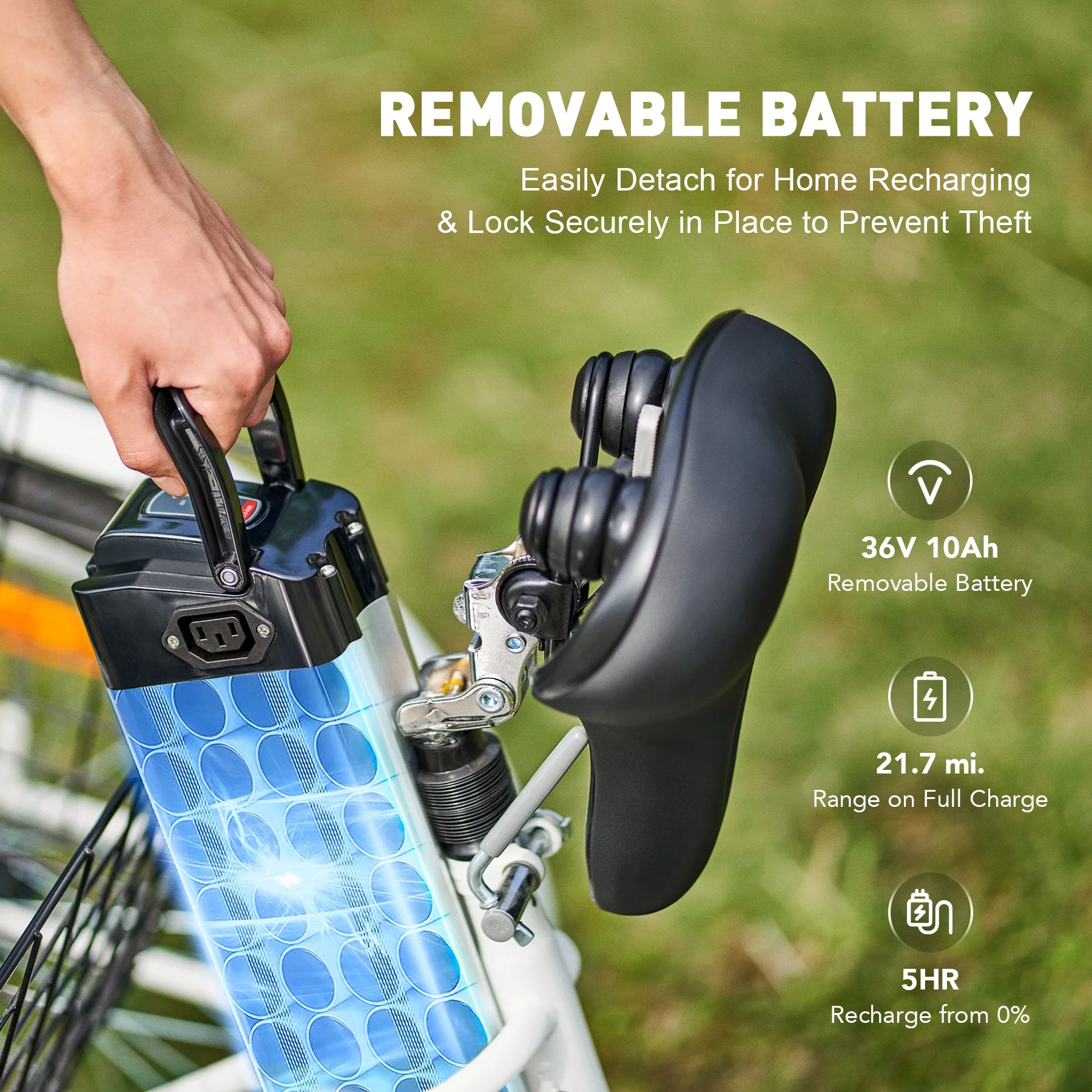 VIRIBUS 24 Inch Adult Trike 350W Dual Chain Electric Tricycle 36V 10Ah Navy - Womvr