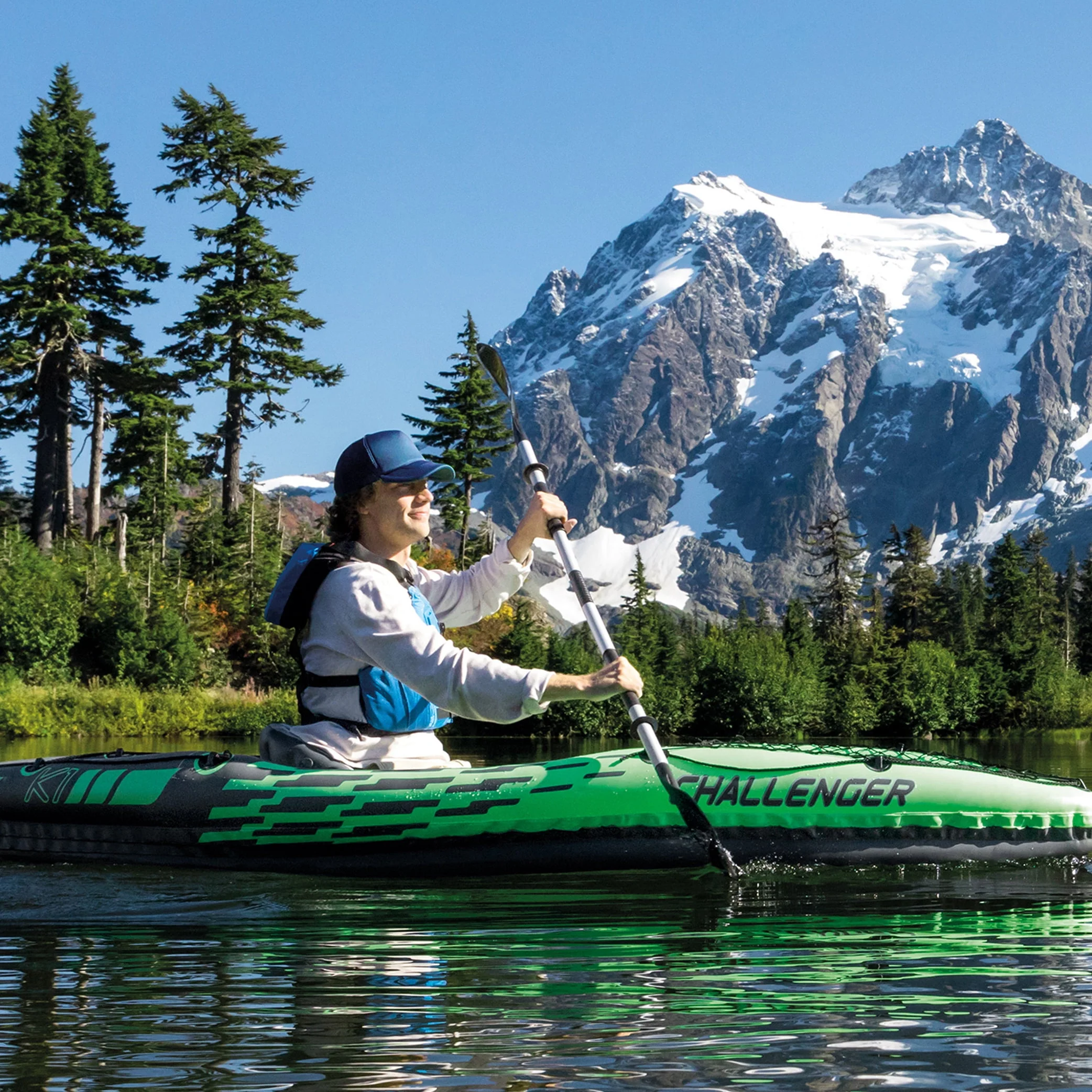 Intex Challenger K1 Inflatable Single Person Kayak Set and Accessory Kit w/ Pump - Womvr