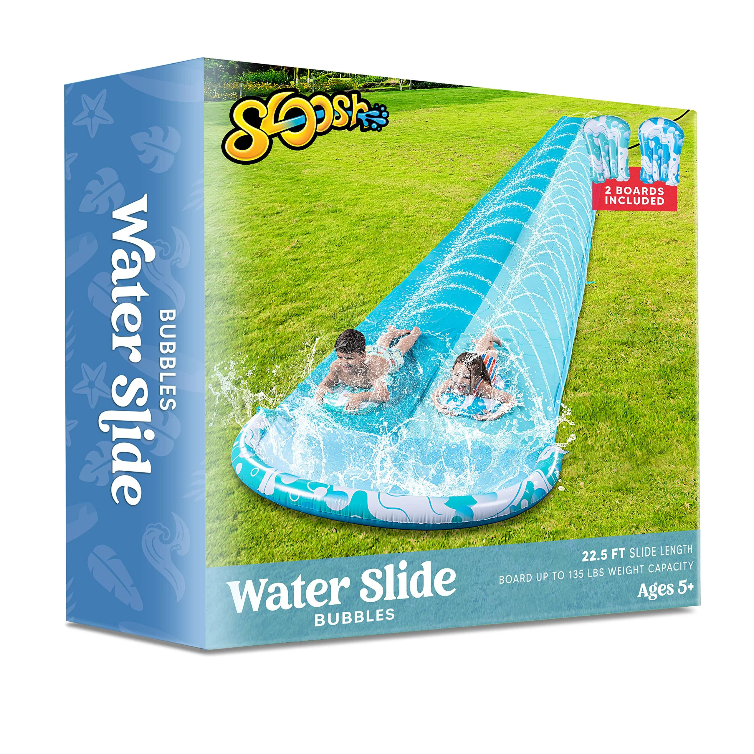 Syncfun Water Slides with 2 Boogie Boards, 22.5ft Backyard Outdoor Lawn Slip Waterslide with Sprinklers Summer Toy for Summer Party Yard Lawn Outdoor Water Play Activities - Womvr