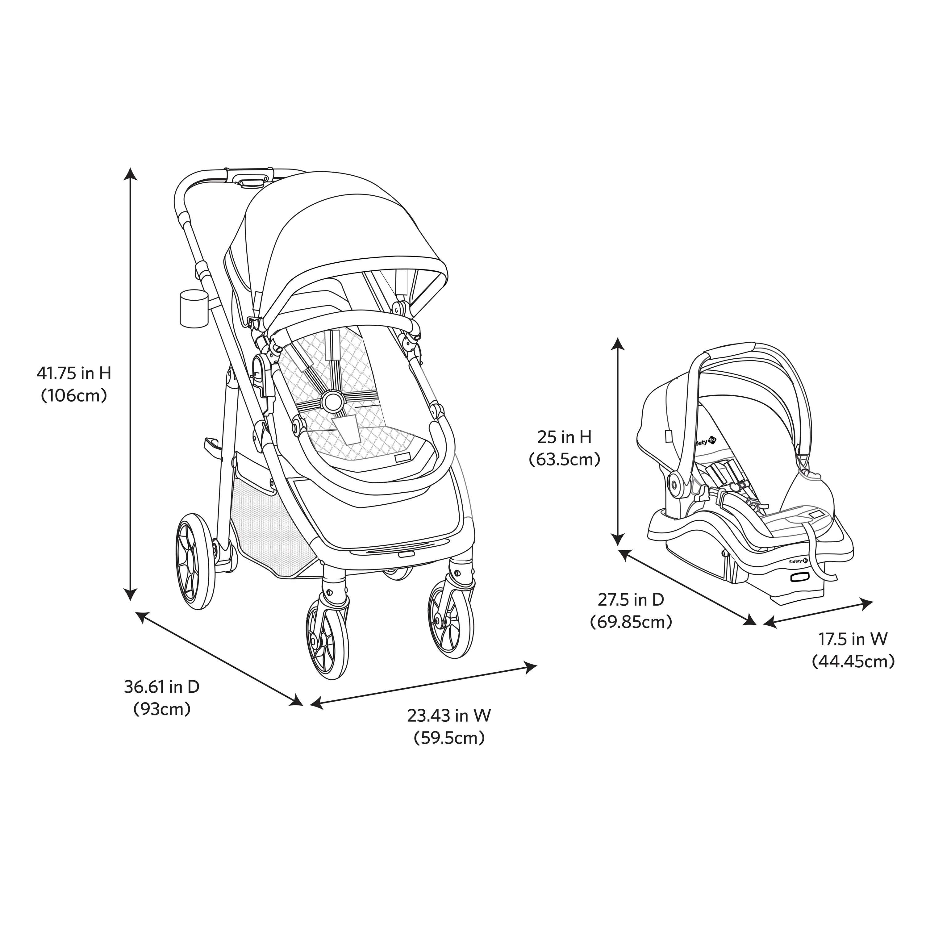 Monbebe 6-in-1 Modular Travel System, Plaid - Womvr