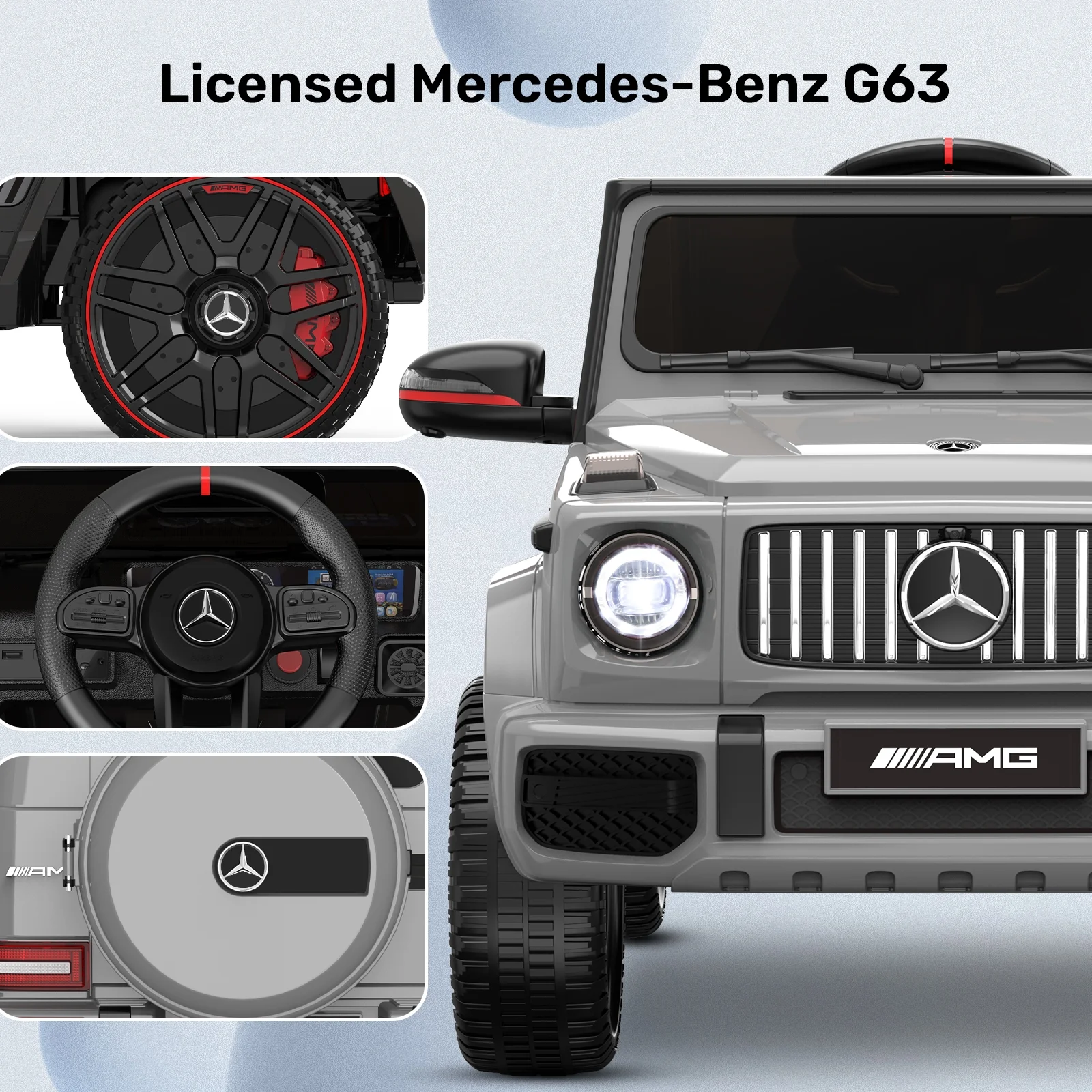 12Volt 1 Seater Mercedes-Benz G63 Licensed Powered Ride on Toy with Remote Control, Gift for Kids Aged 2~4 Years -Red - Womvr