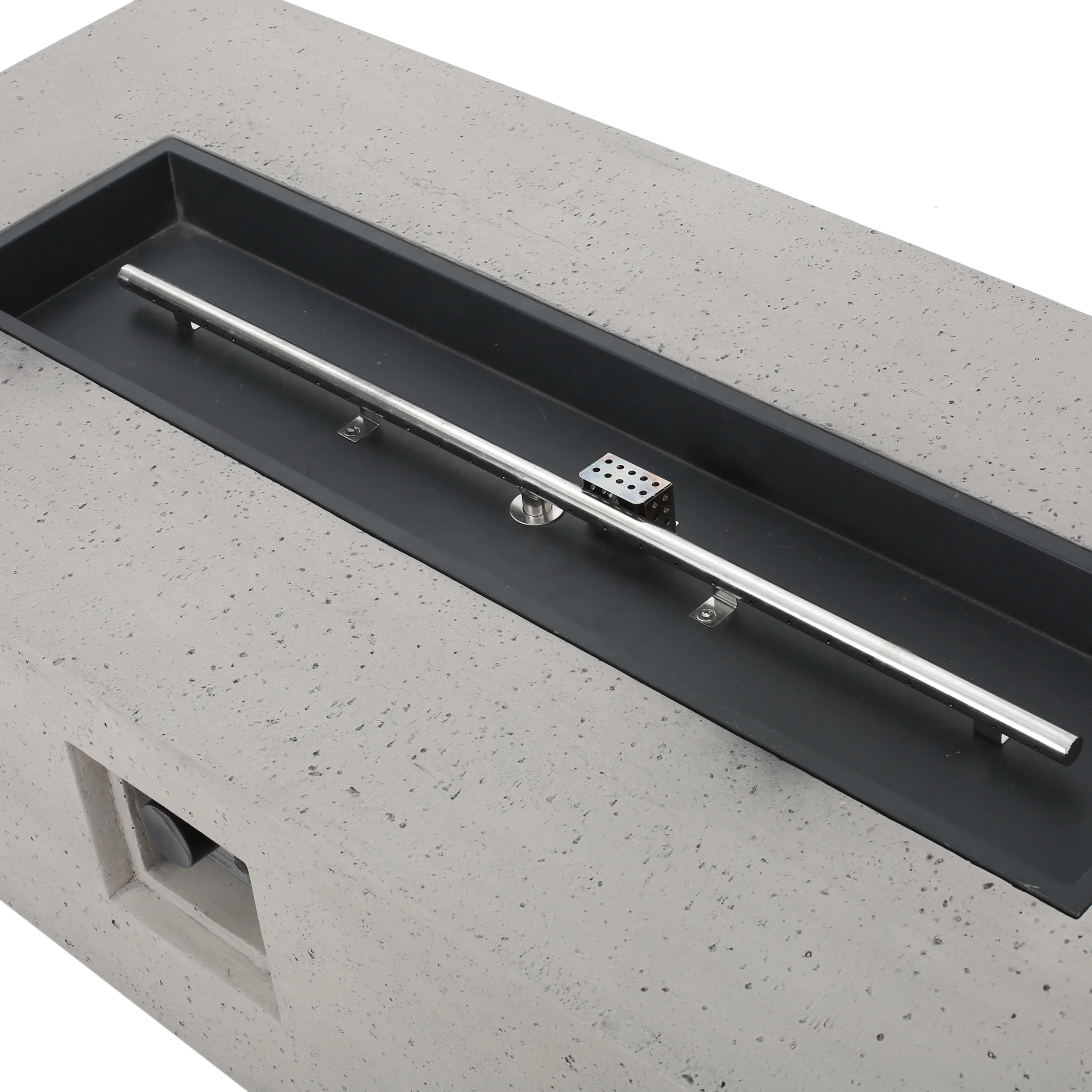 Mayfair Lightweight Concrete Outdoor 50,000 BTU Rectangular Fire Pit (No Tank Holder), Dark Gray - Womvr