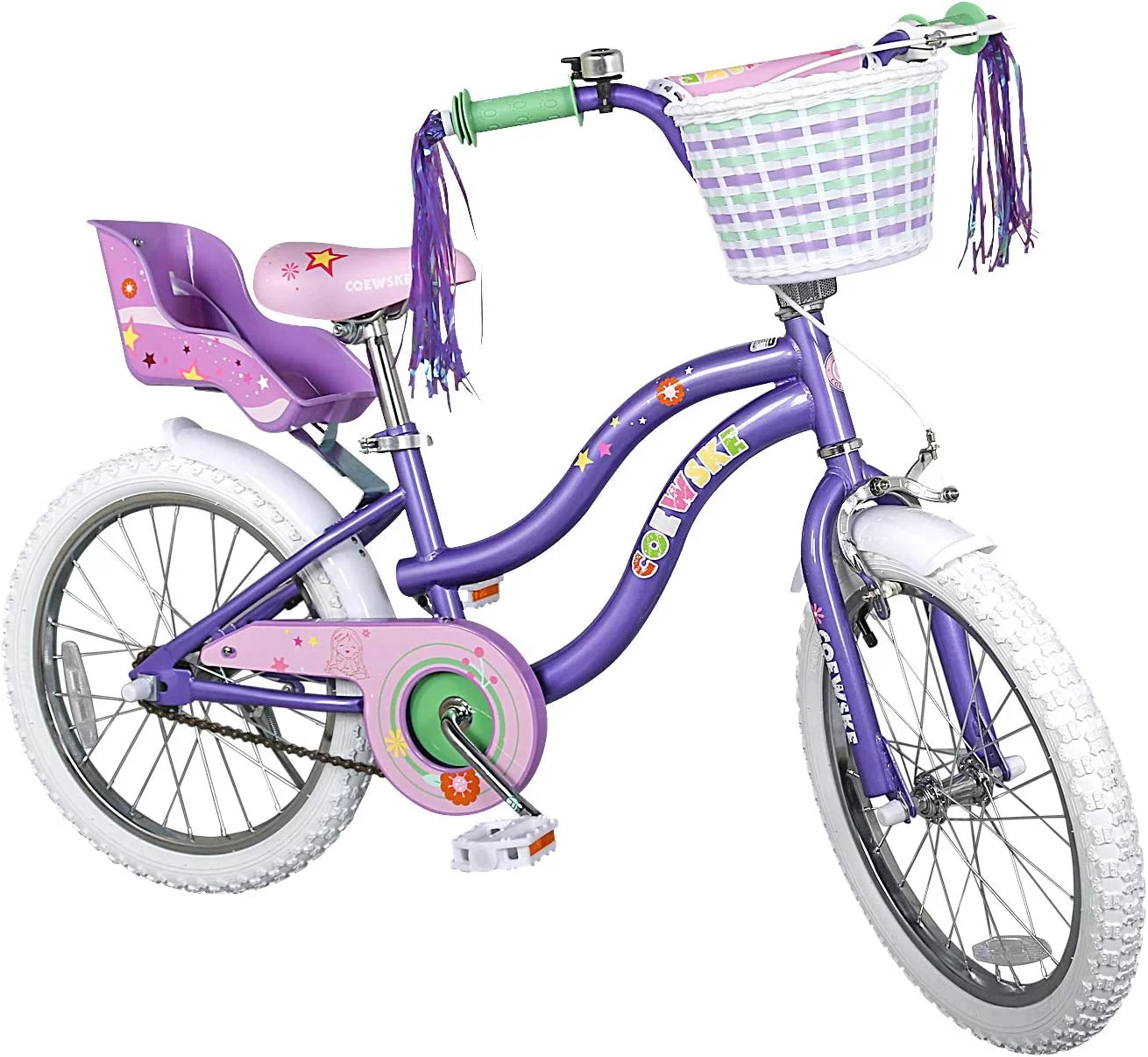 Coewske Princess Kids Bike 14 inch Boys Girls Bicycle with Training Wheels, Pink - Womvr