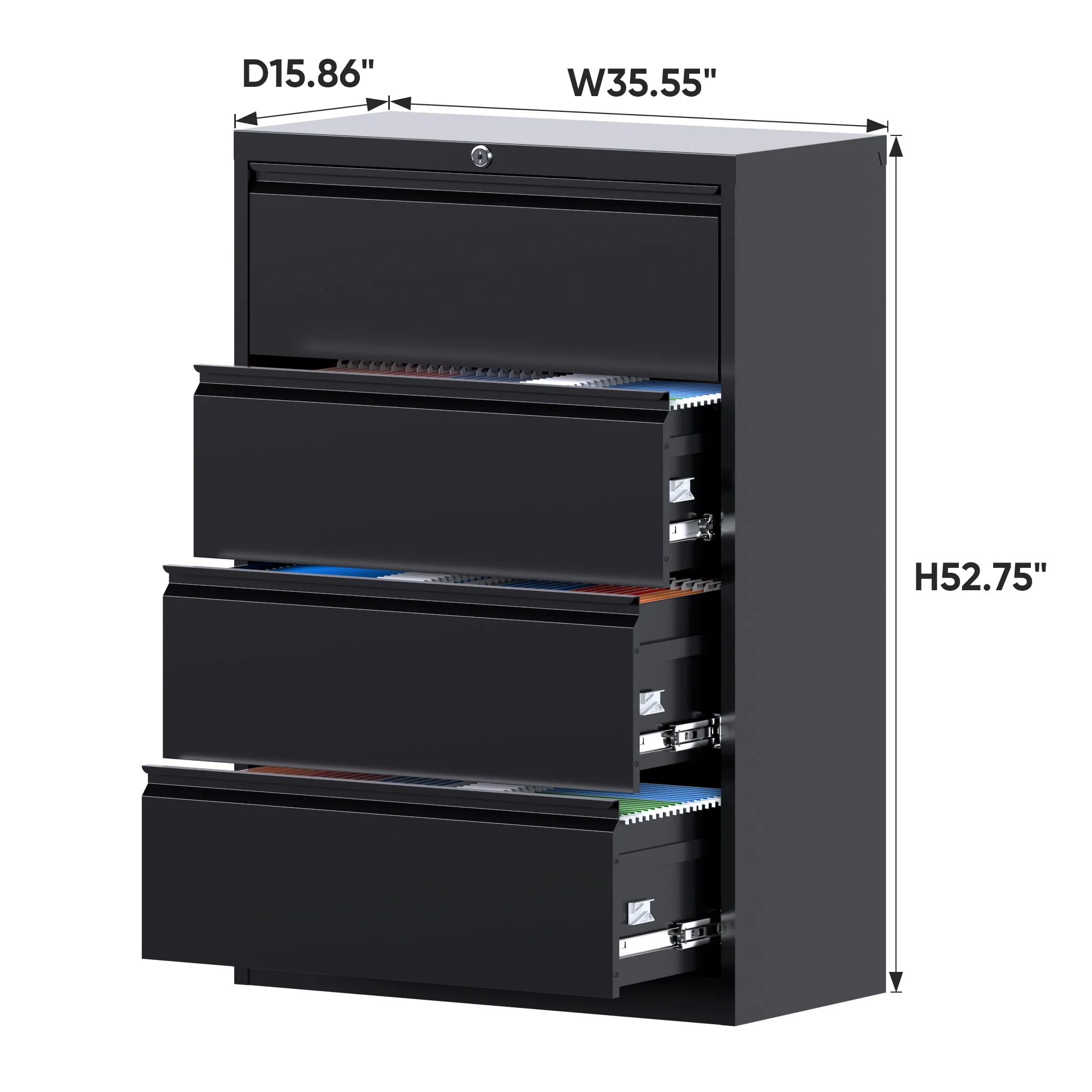 SUPEER 4 Drawer File Cabinet , Metal Vertical File Storage Cabinet with Lock, Office Home Steel Vertical File Cabinet for A4 Letter /Legal Size, 14.96
