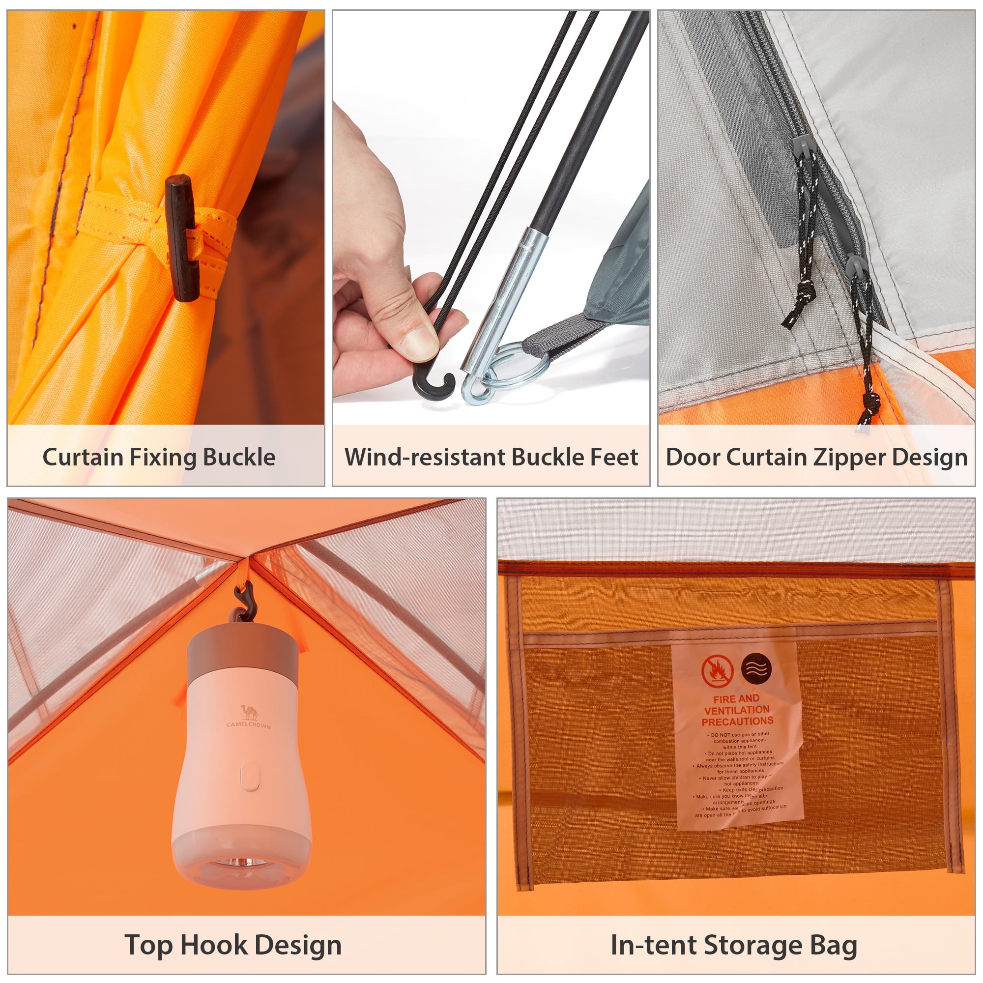 Camel Crown 3-4 Person Camping Tent Waterproof Lightweight Backpacking Tent for Camping Outdoor Dome Tent Windproof Emergency Tent Easy Up Family Tents with Carry Bag - Womvr