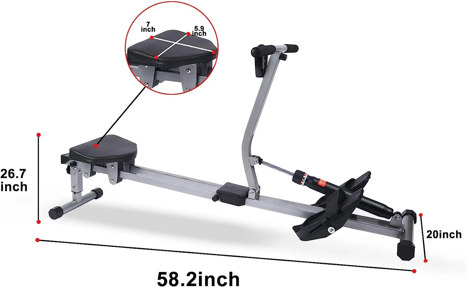 YSSOA Rowing Machine Rower Ergometer, with 12 Levels of Adjustable Resistance, Digital Monitor and 260 lbs of Maximum Load Black - Womvr