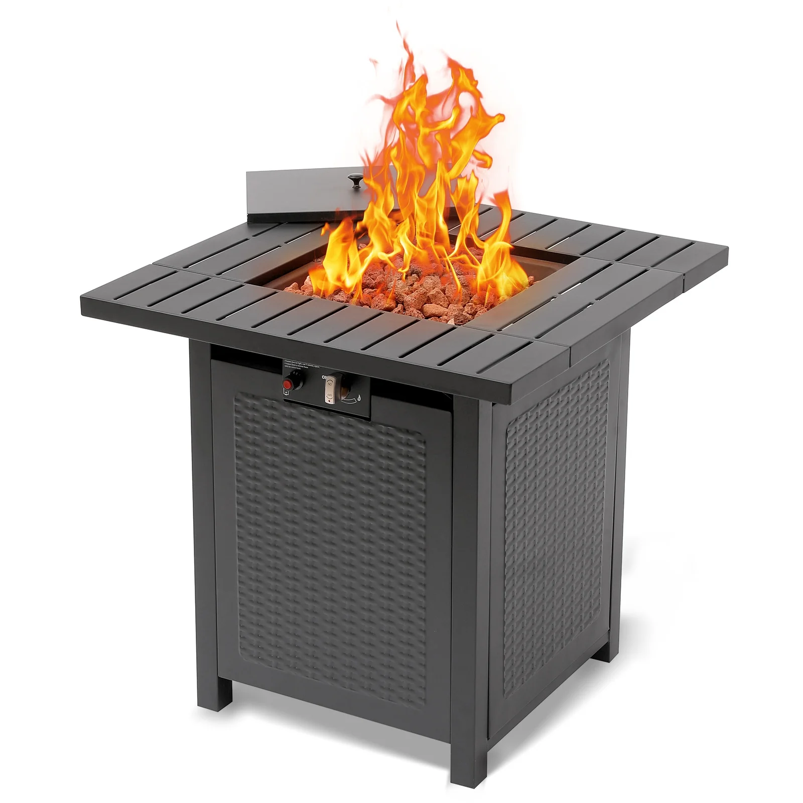Vebreda Propane Fire Pit 28 inch Outdoor Gas Fire Table, 50,000 BTU, Black - Womvr