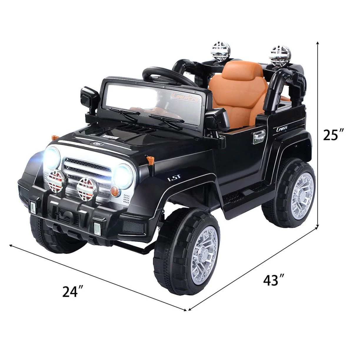 Costway 12V MP3 Kids Ride On Truck  Car RC Remote Control with LED Lights Music Green - Womvr