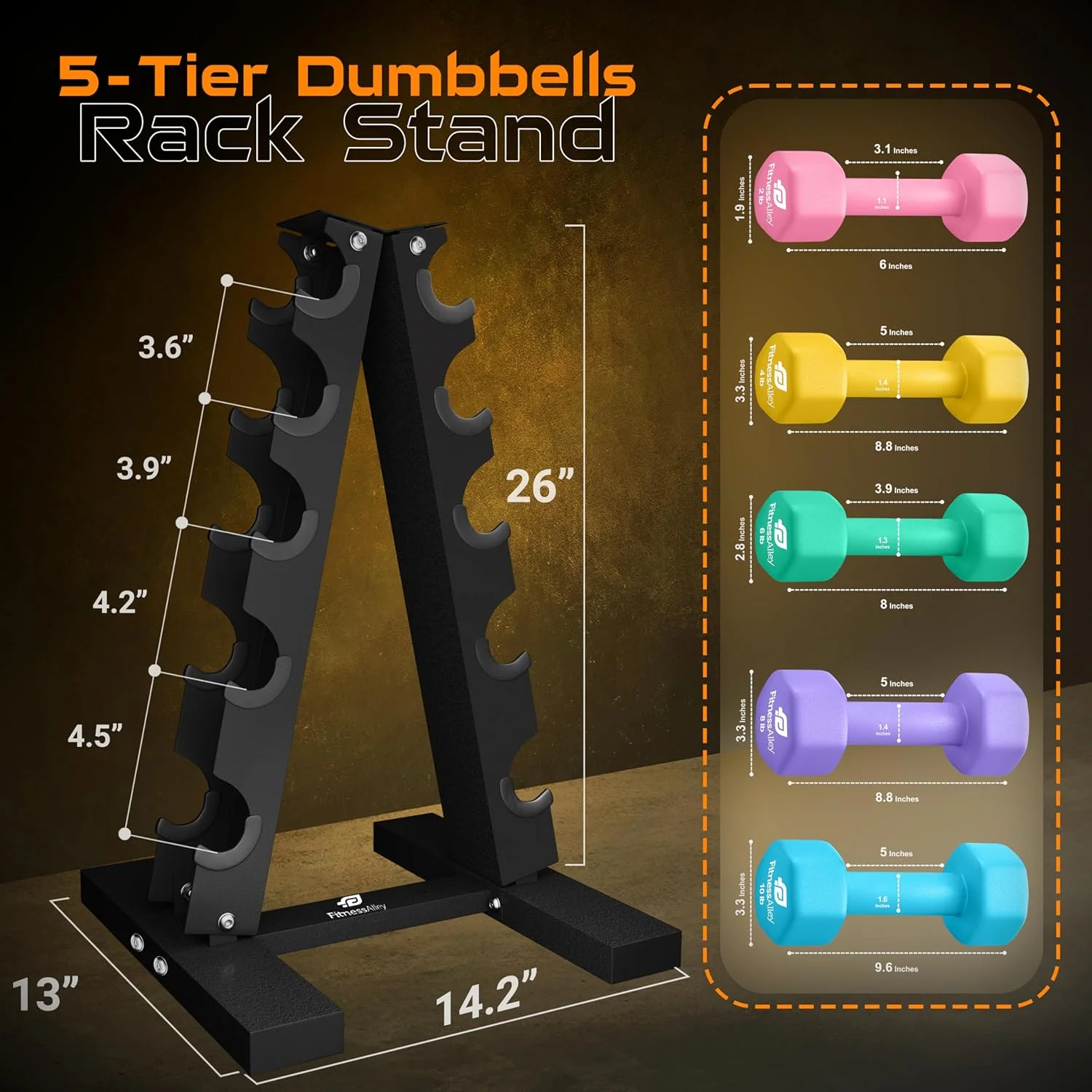 Fitness Alley Neoprene Workout Dumbbells - Non Slip, Anti Roll Exercise & Fitness Dumbbells Combo - Hex Shaped Hand weights for Men & Women(2, 4, 6, 8, & 10lb Dumbbells) - Womvr