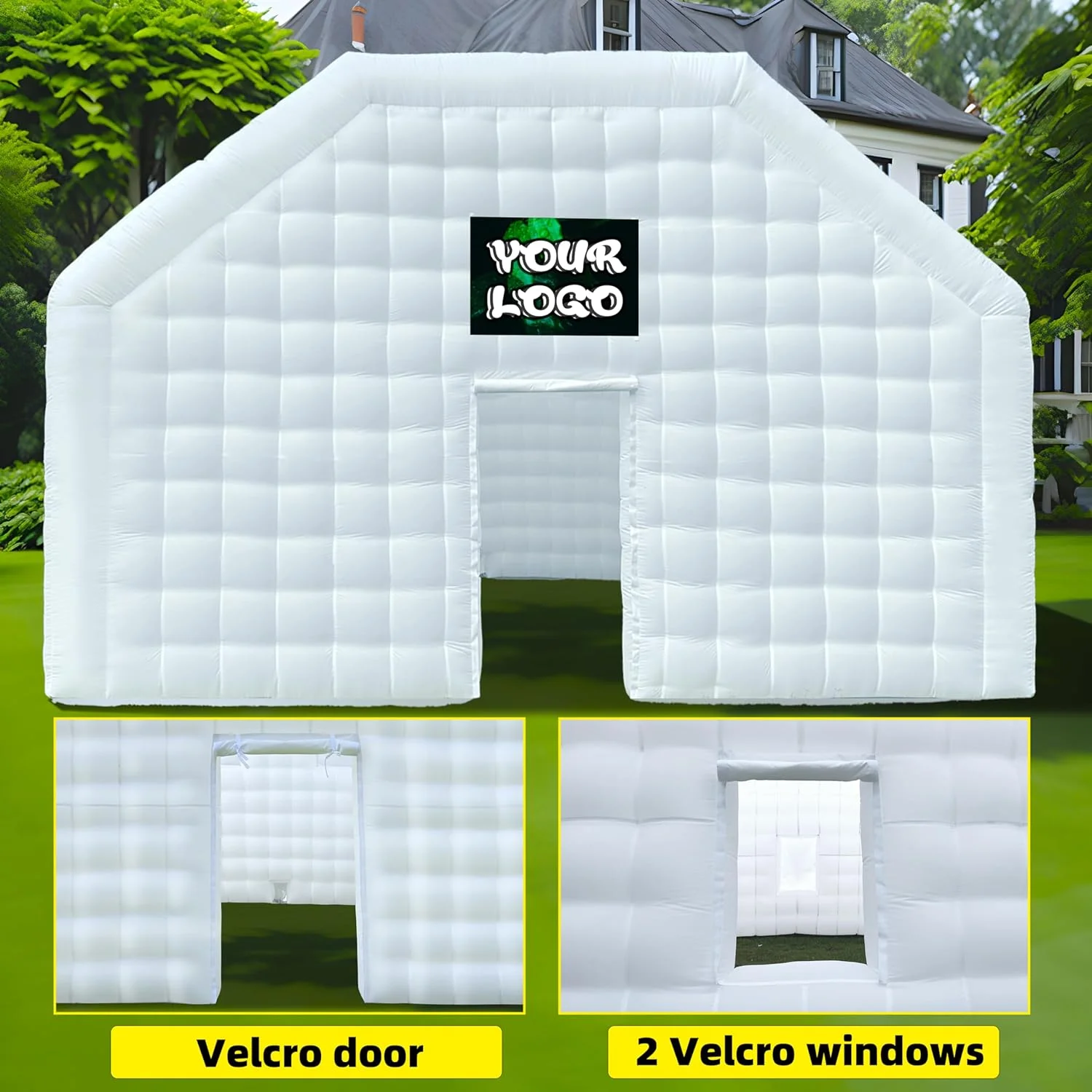 WARSUN Large Black Inflatable Night Club 30x20x13Ft Inflatable Party Tent with Logo Area Disco Cube Gazebo Event House - Womvr