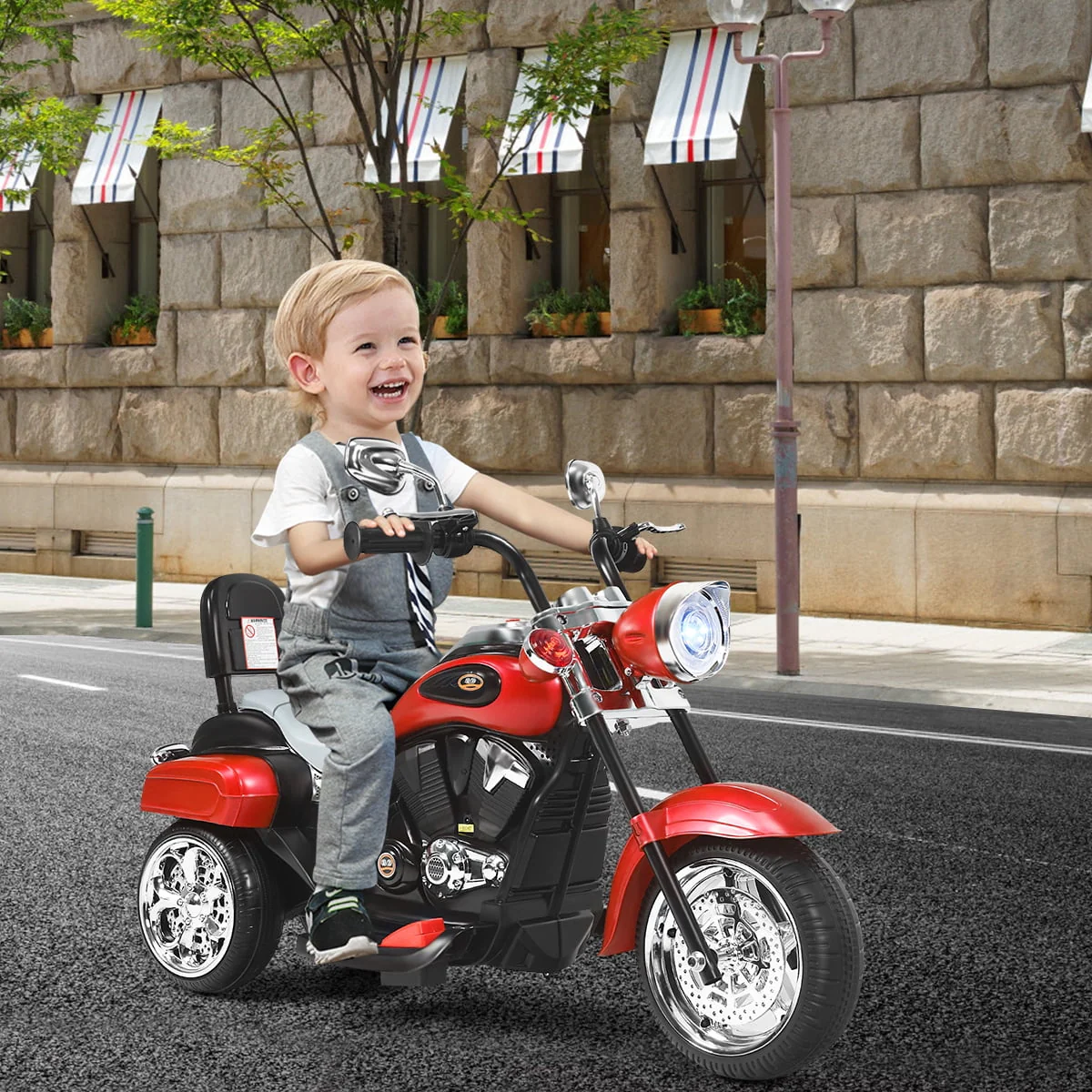 Costway 3 Wheel Kids Ride On Motorcycle 6V Battery Powered Electric Toy White - Womvr