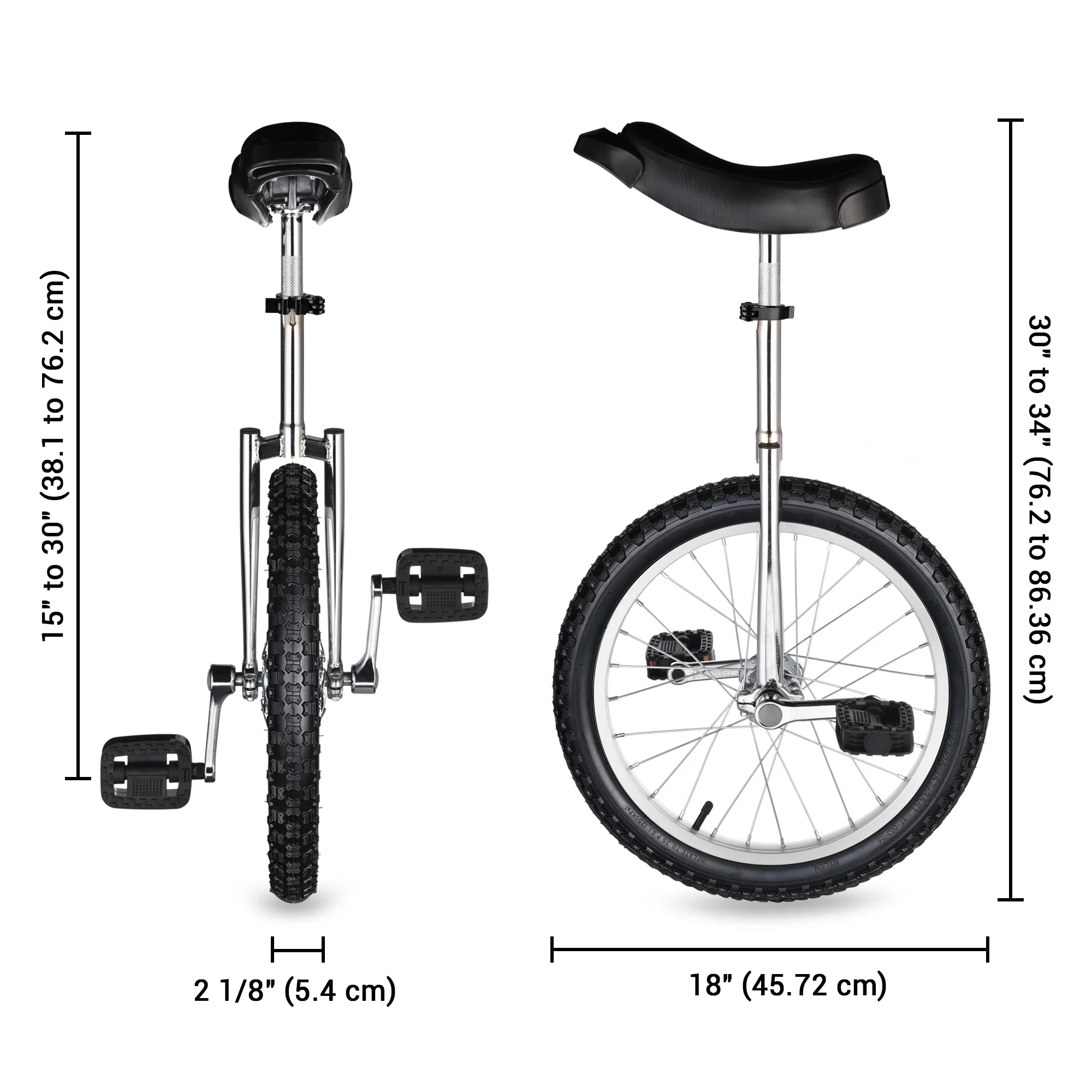 Yescom 18 In Wheel Outdoor Unicycle Skid-proof Tire Fitness Bicycle Balance Training for Adults Teenagers Kids, Silver - Womvr