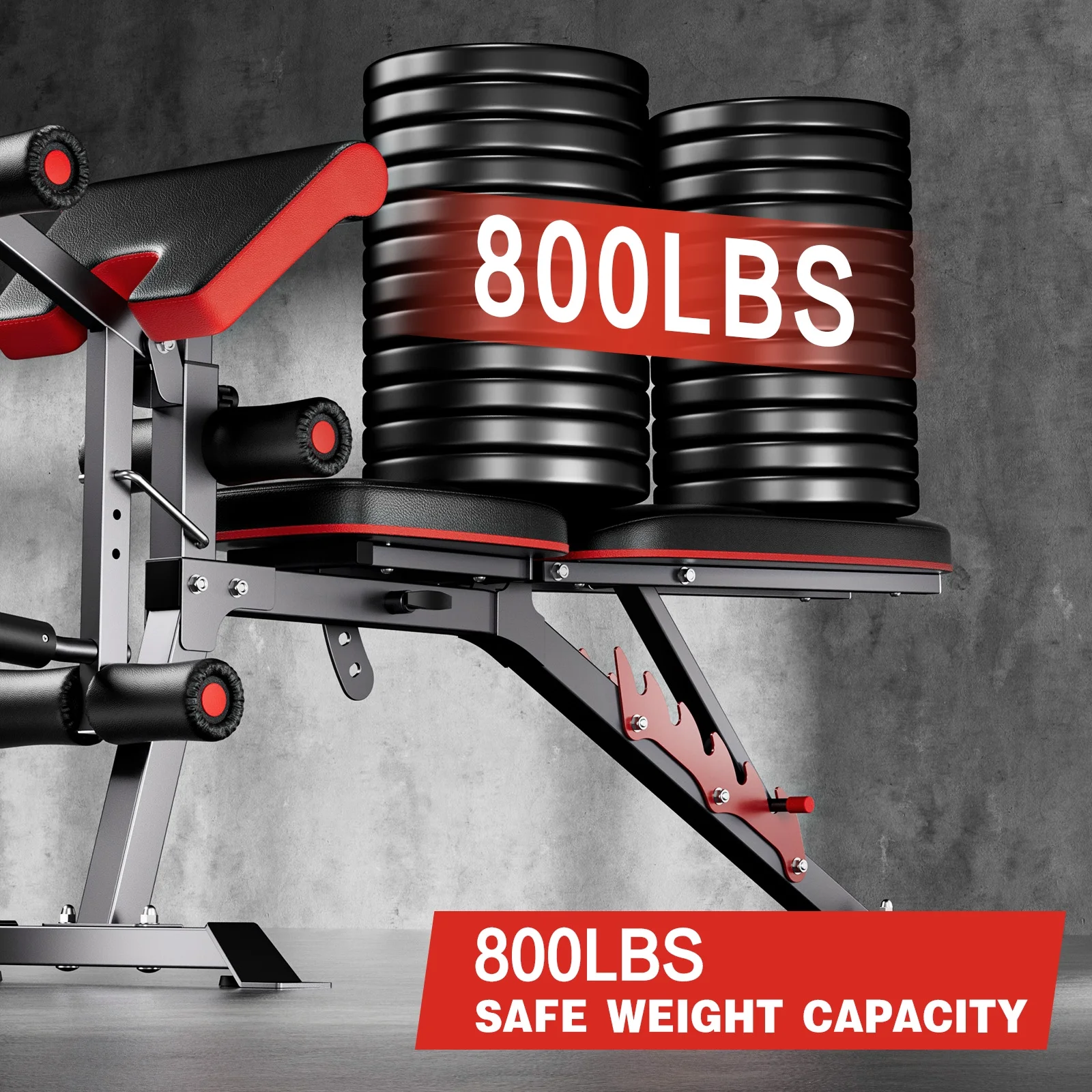 GIKPAL 6 Positions Adjustable Weight Bench,Foldable Workout Olympic Weight Bench Press for Full Body Strength Training,Incline, Flat, Decline,Maximum Weight 800 Lbs. - Womvr