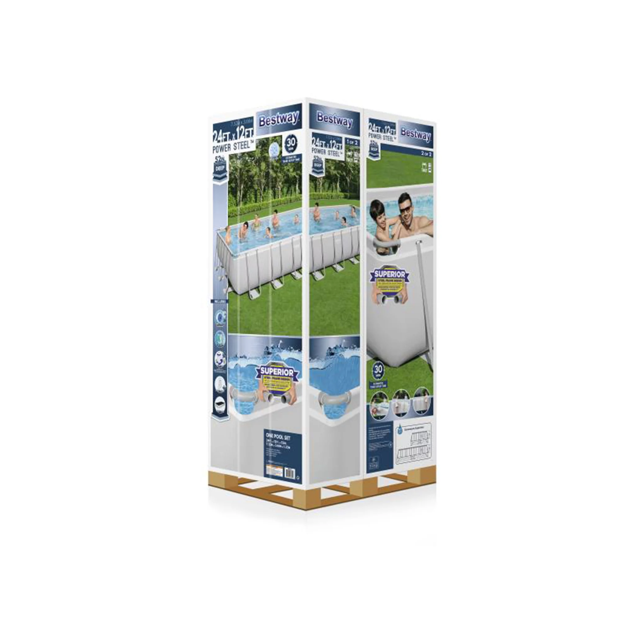 Bestway 56542E 24 x 12-Foot Rectangular Above Ground Swimming Pool Set with Pump - Womvr